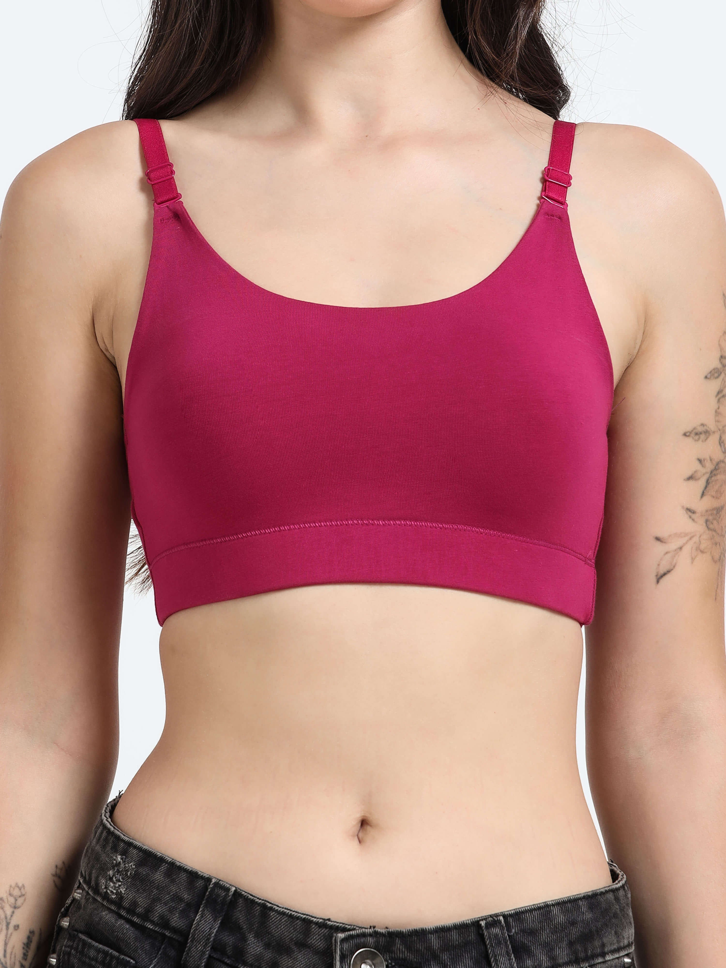 Machau Lingerie Women's Non Padded and Non Wired Full Coverage Cotton-Rich Fabric in Everyday Sports Bra -NYKA