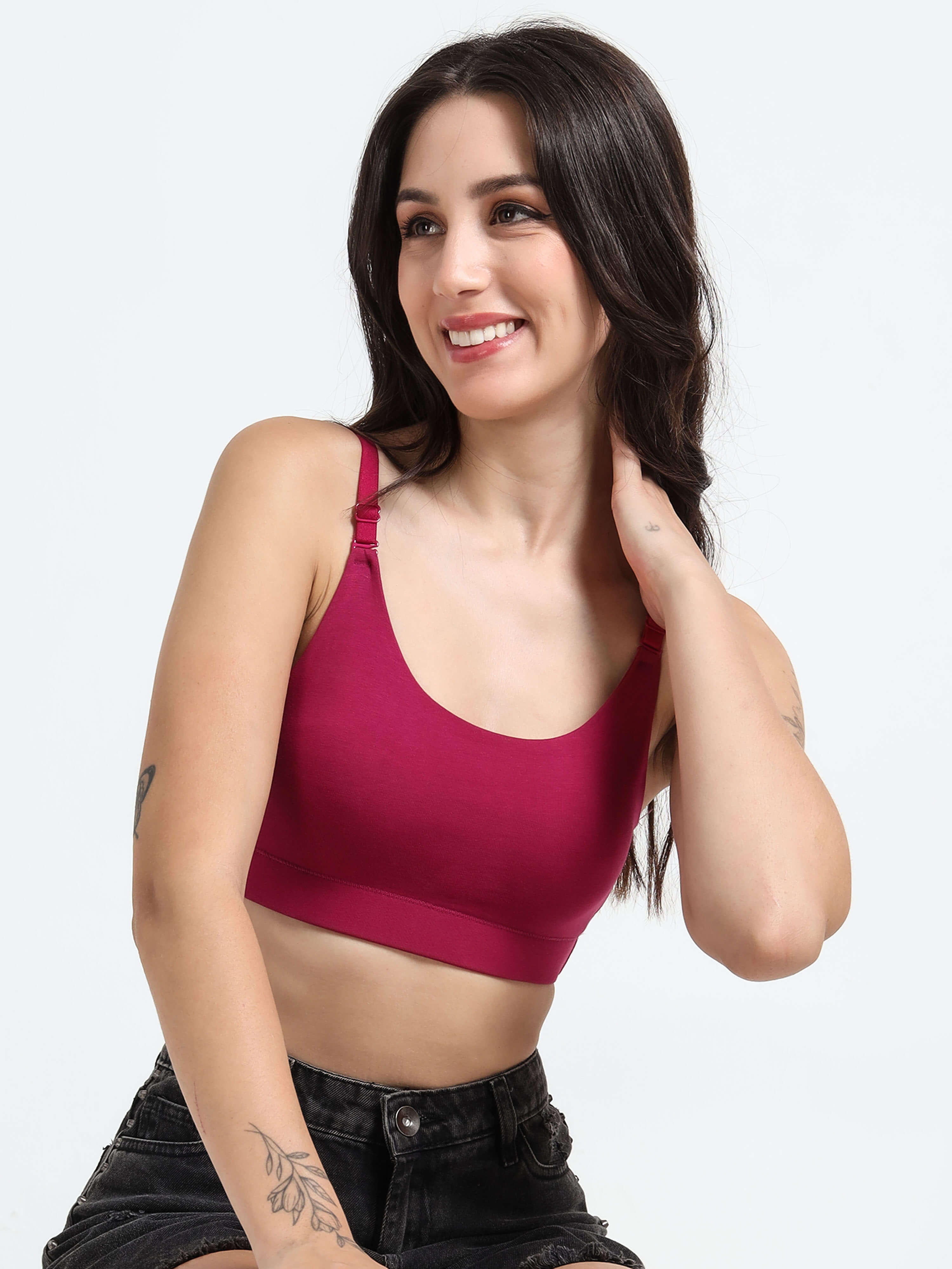 Machau Lingerie Women's Non Padded and Non Wired Full Coverage Cotton-Rich Fabric in Everyday Sports Bra -NYKA