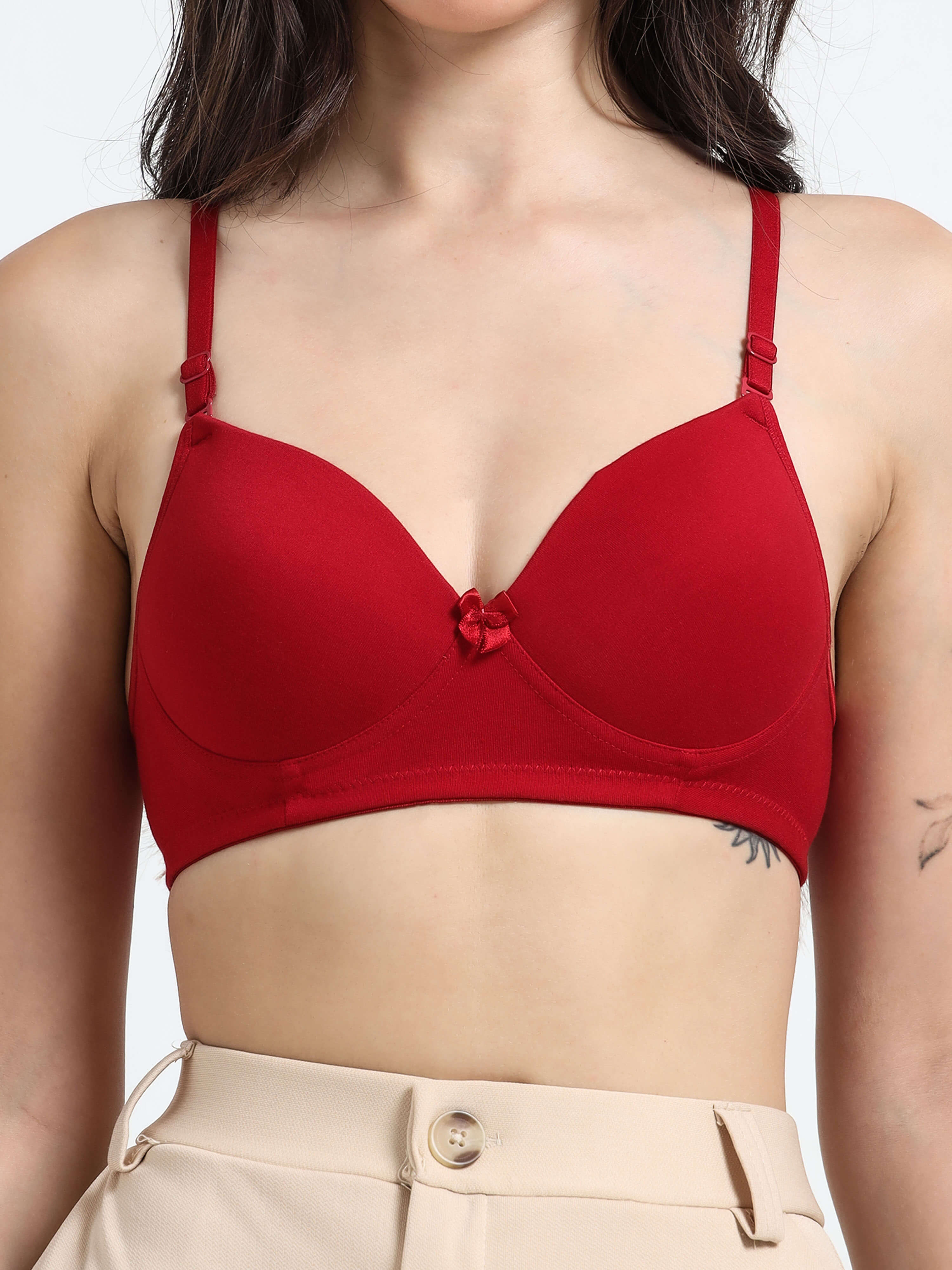 Machau Lingerie Women's Everyday Padded Non Wired Full Coverage T-shirt Bra