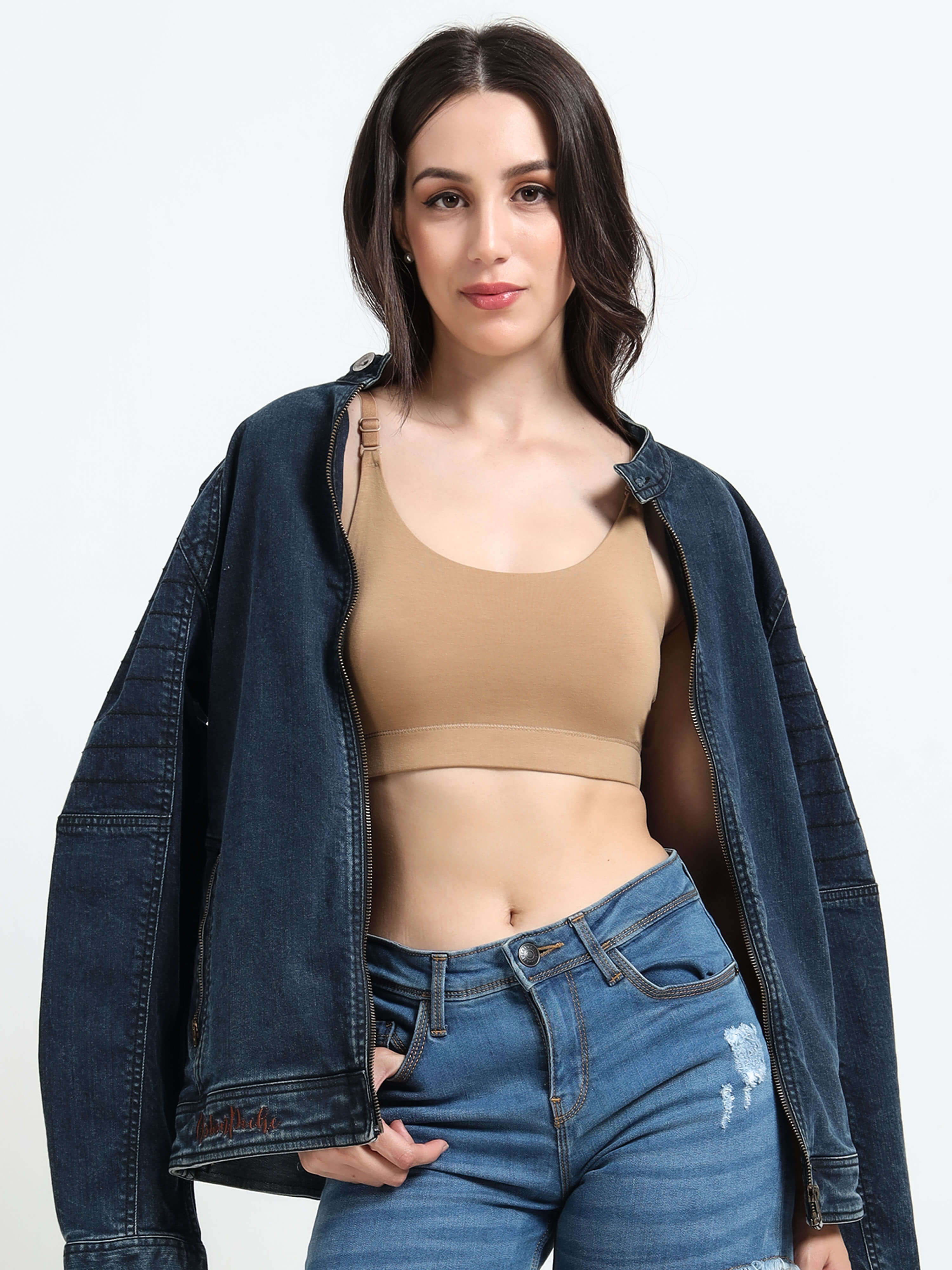 Machau Lingerie Women's Non Padded and Non Wired Full Coverage Cotton-Rich Fabric in Everyday Sports Bra -NYKA