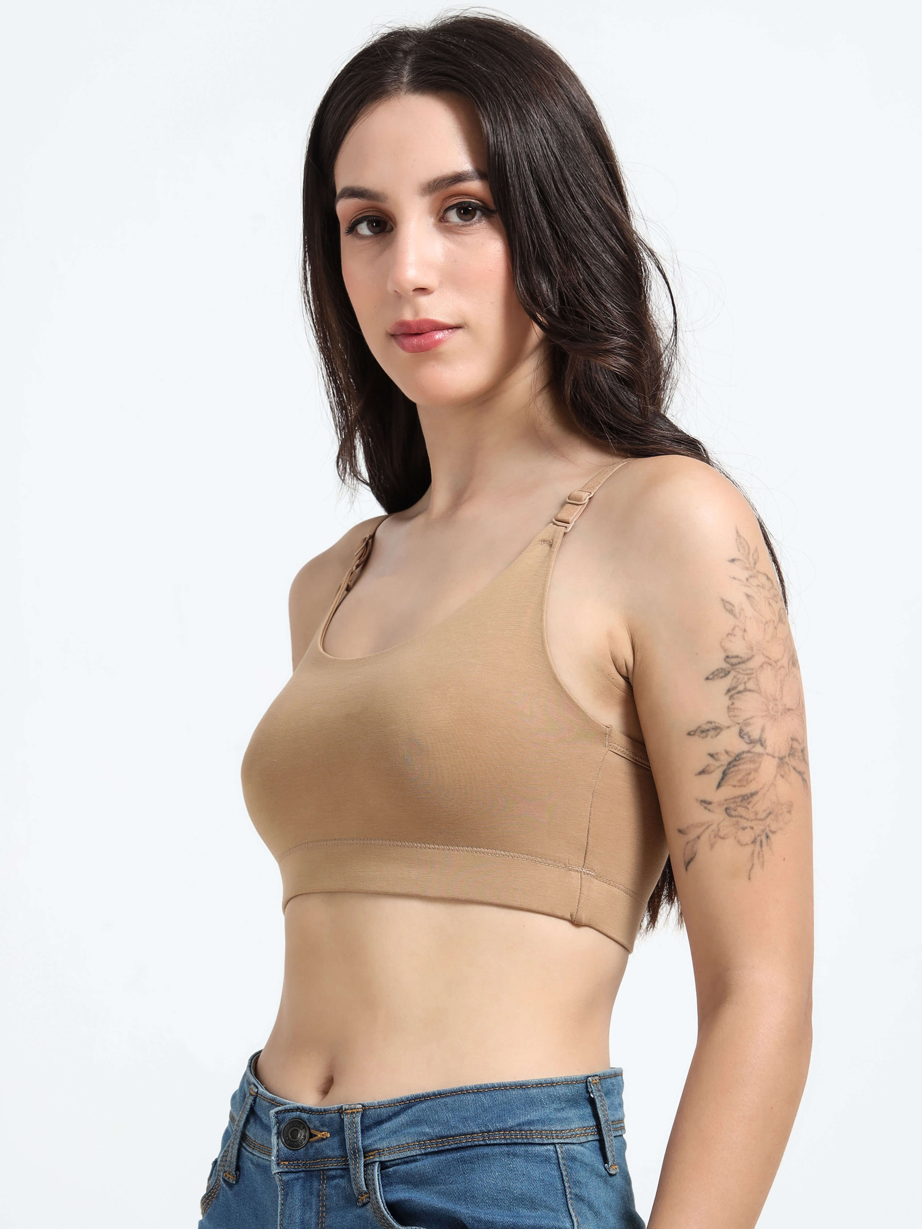Machau Lingerie Women's Non Padded and Non Wired Full Coverage Cotton-Rich Fabric in Everyday Sports Bra -NYKA