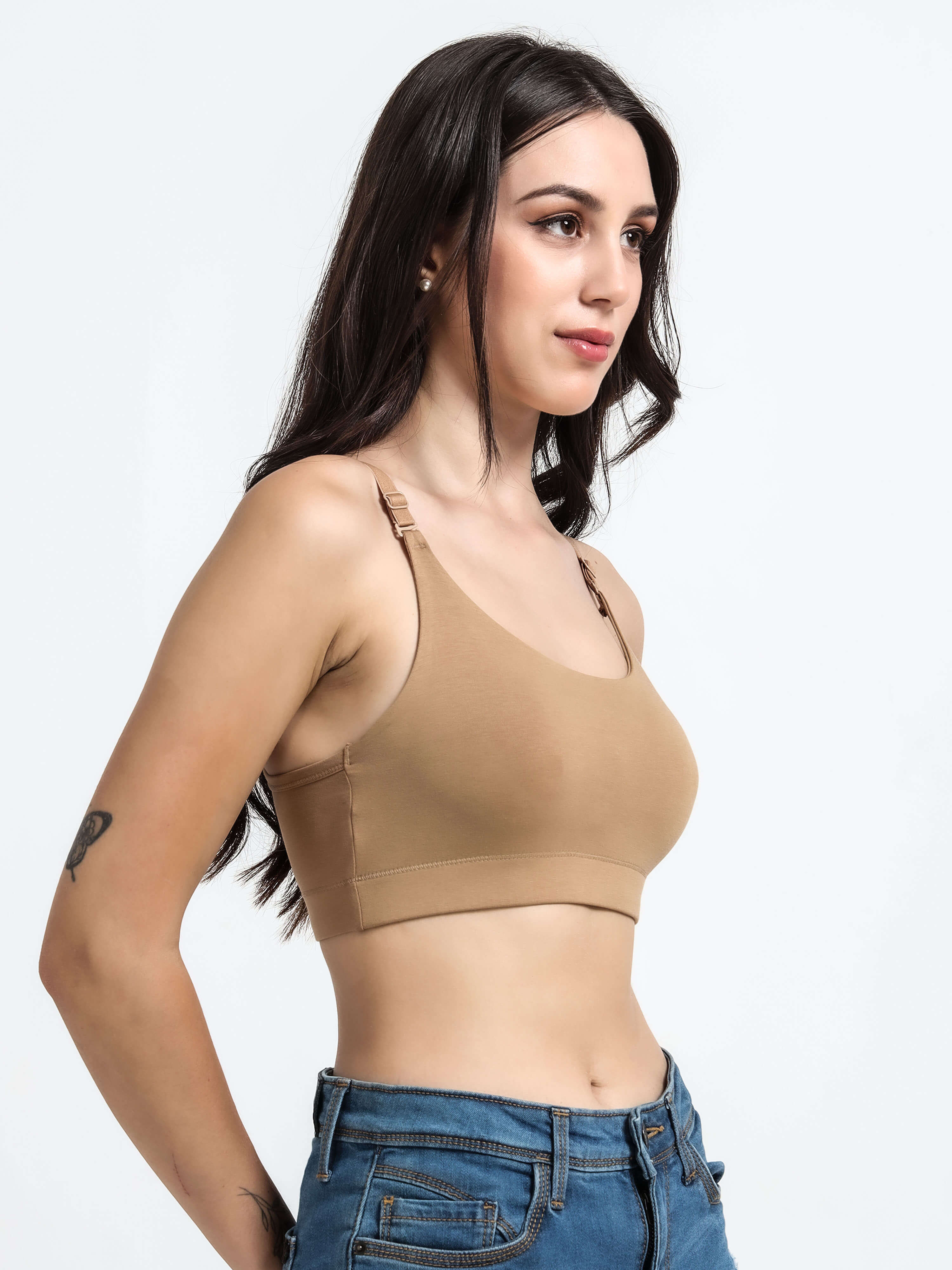 Machau Lingerie Women's Non Padded and Non Wired Full Coverage Cotton-Rich Fabric in Everyday Sports Bra -NYKA