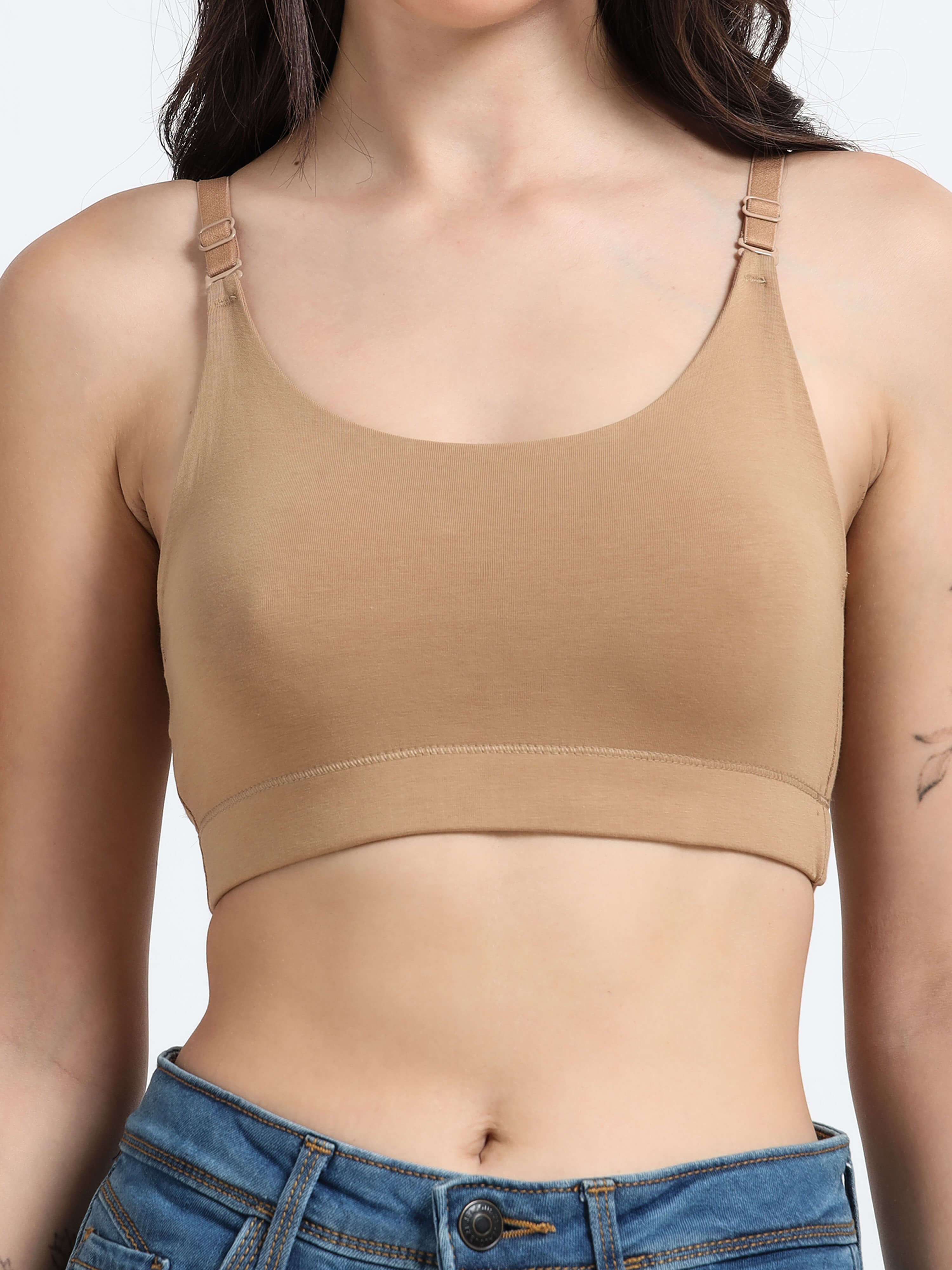 Machau Lingerie Women's Non Padded and Non Wired Full Coverage Cotton-Rich Fabric in Everyday Sports Bra -NYKA