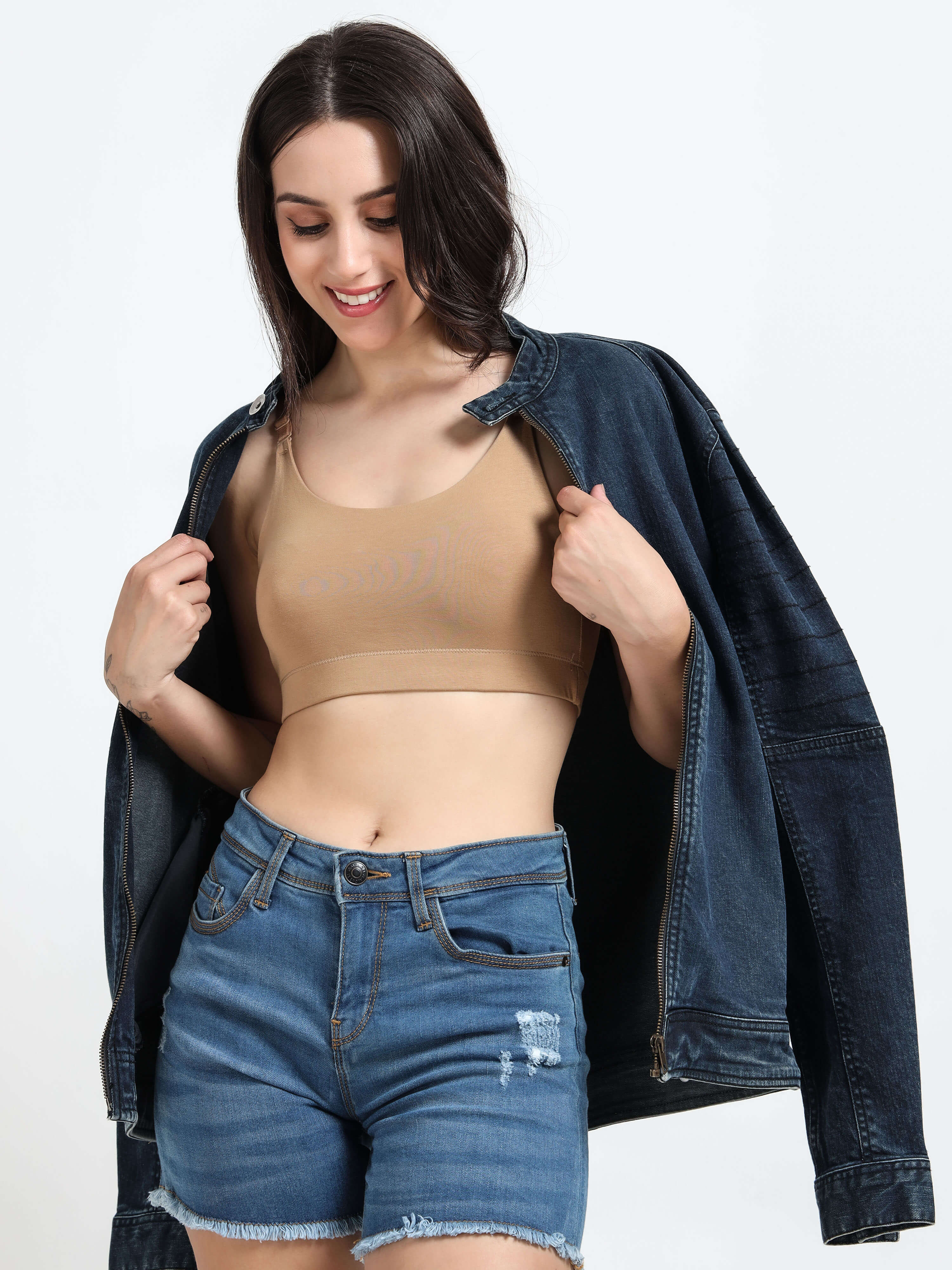 Machau Lingerie Women's Non Padded and Non Wired Full Coverage Cotton-Rich Fabric in Everyday Sports Bra -NYKA