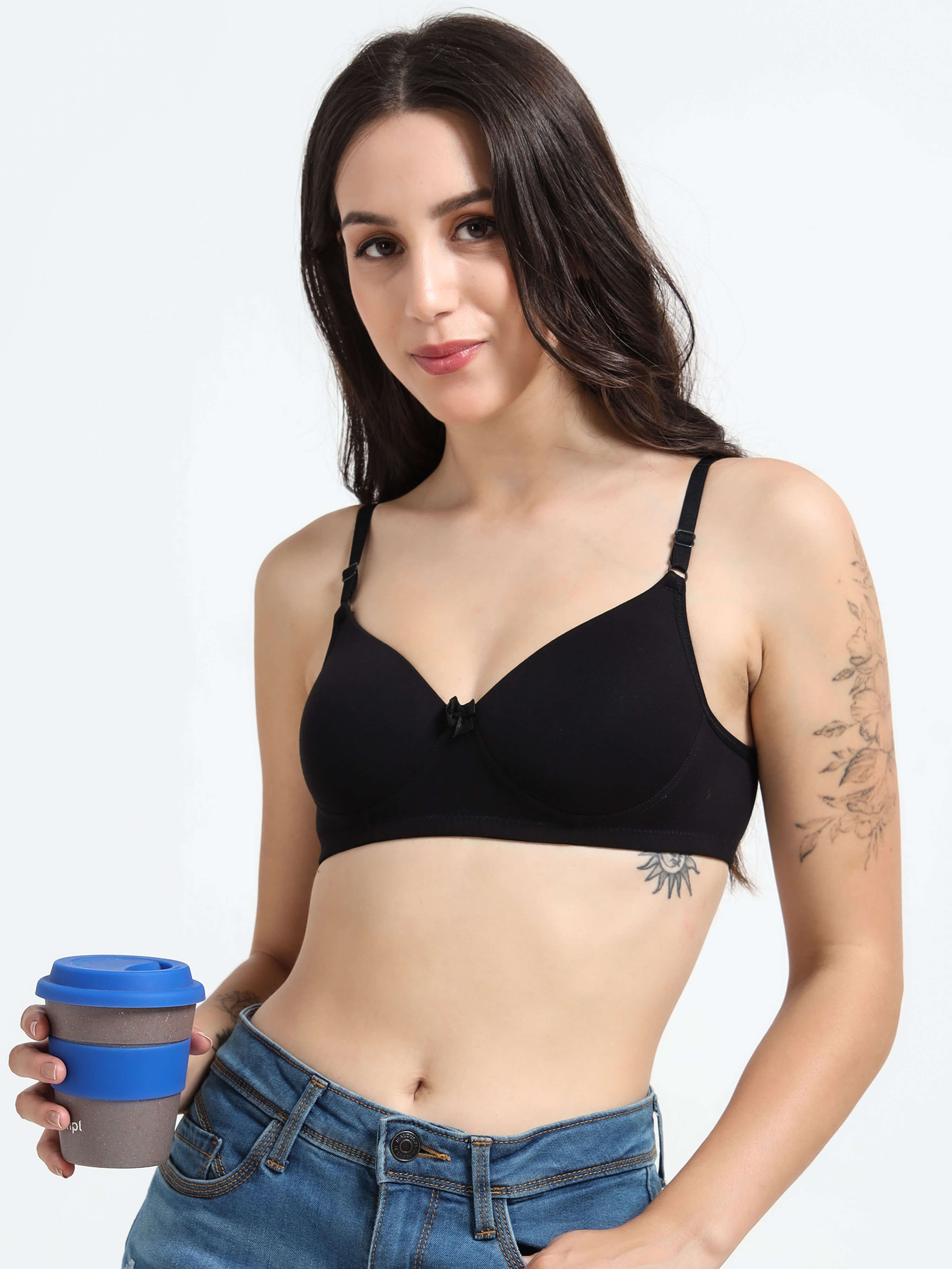 Machau Lingerie Women's Everyday Padded Non Wired Full Coverage T-shirt Bra -Rich Cotton