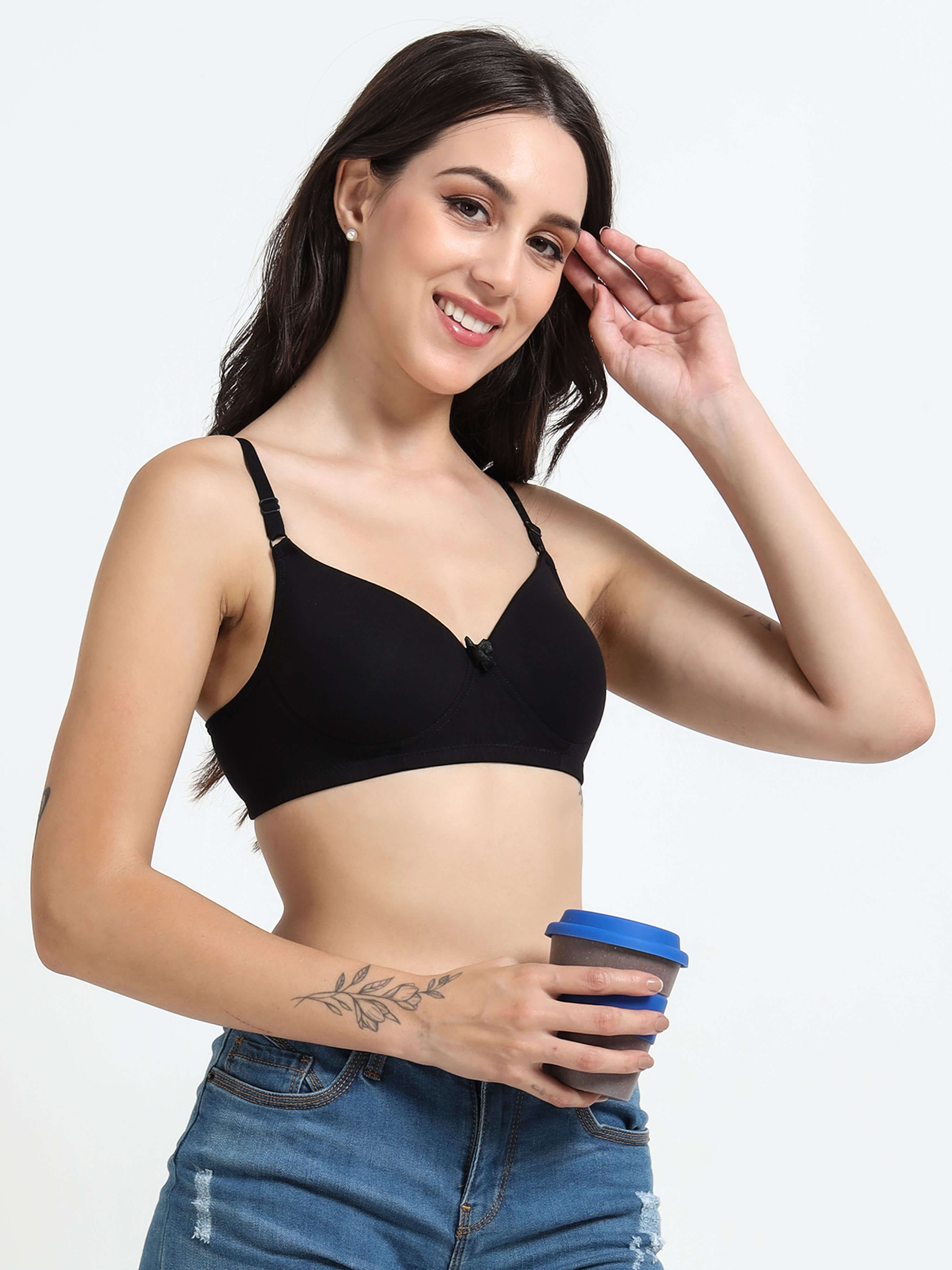 Machau Lingerie Women's Everyday Padded Non Wired Full Coverage T-shirt Bra -Rich Cotton