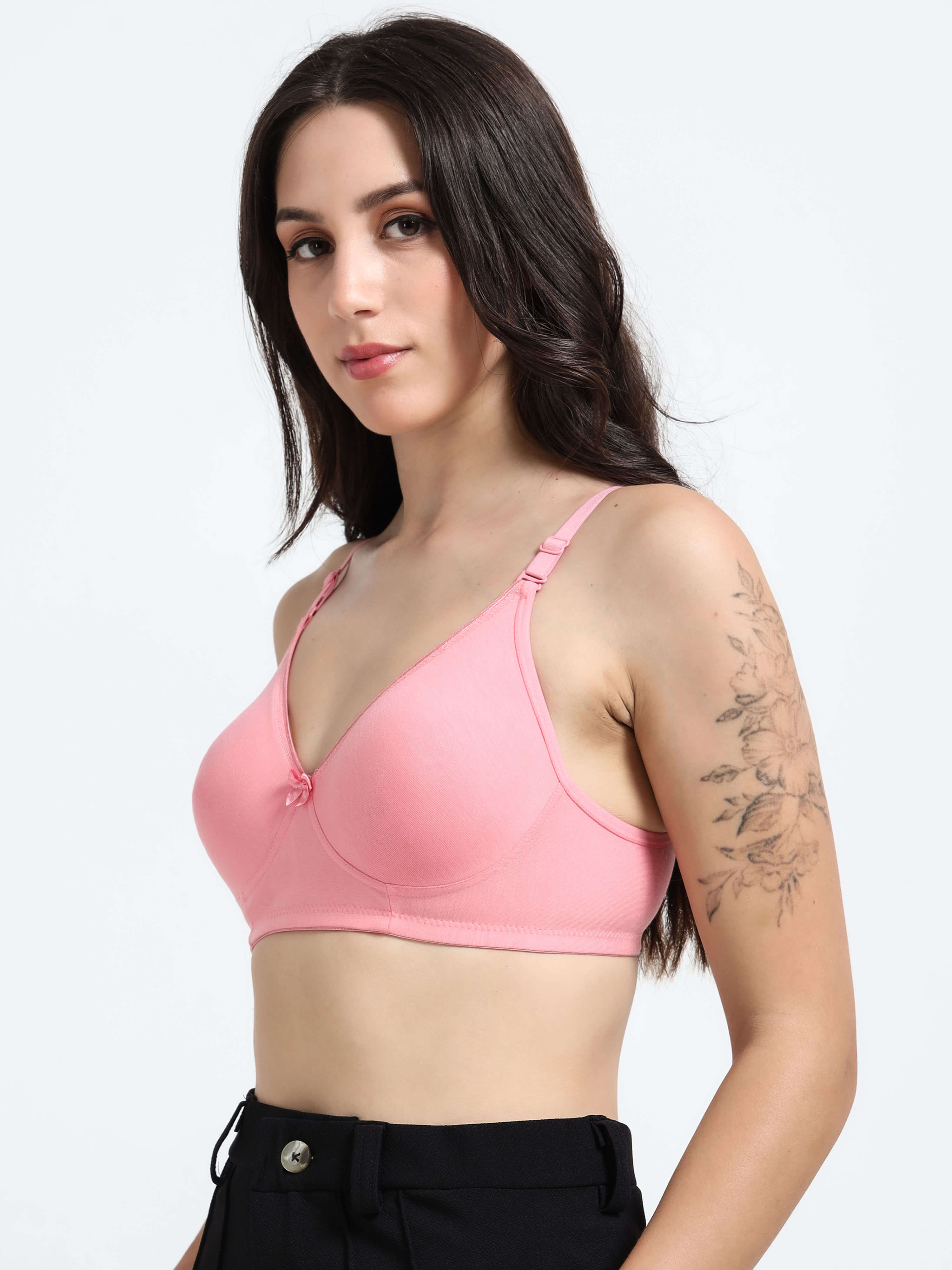 Machau Lingerie Non-Padded Wirefree Full Coverage Cotton Rich T-shirt Bra-PIHU