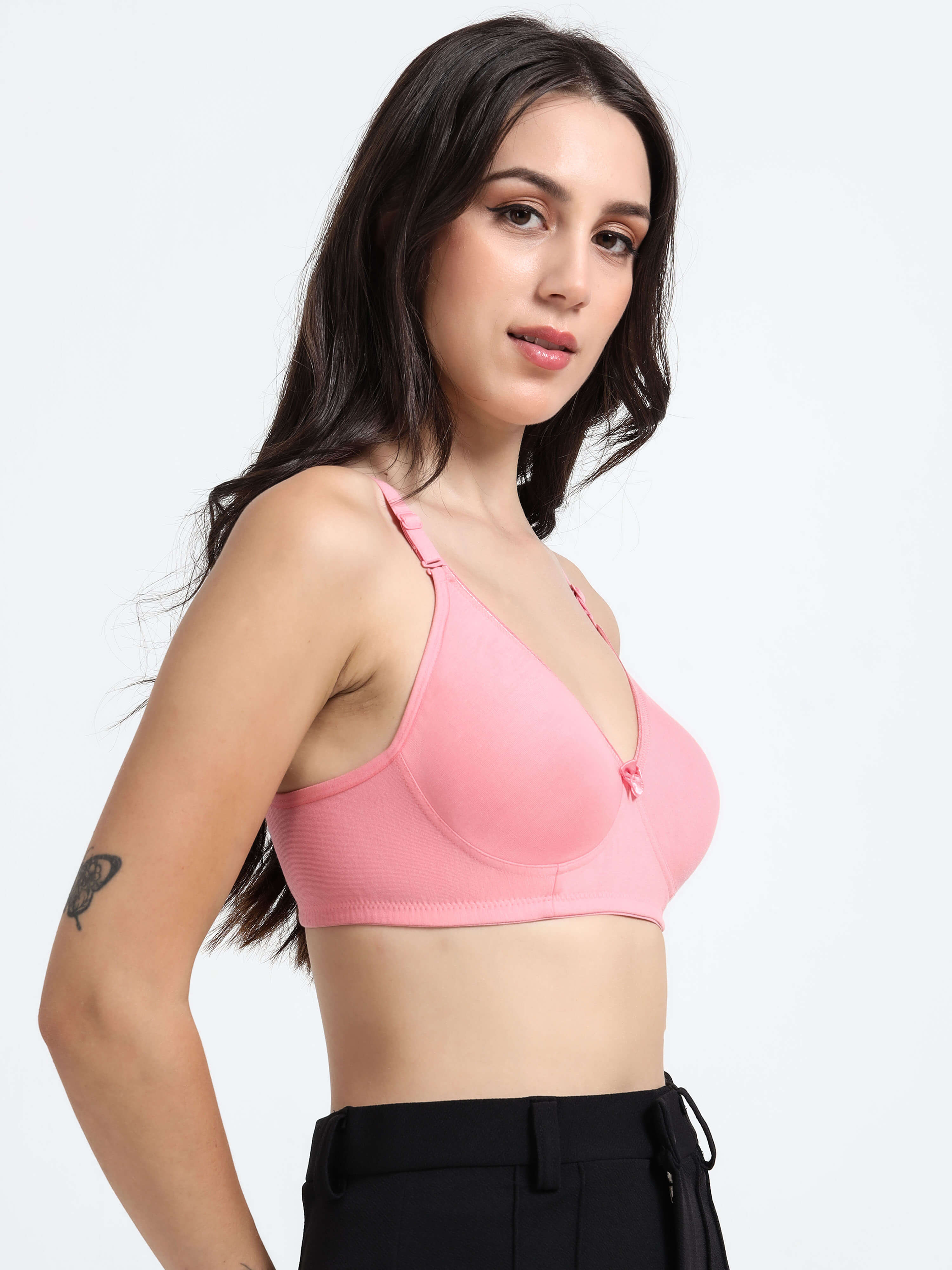 Machau Lingerie Non-Padded Wirefree Full Coverage Cotton Rich T-shirt Bra-PIHU