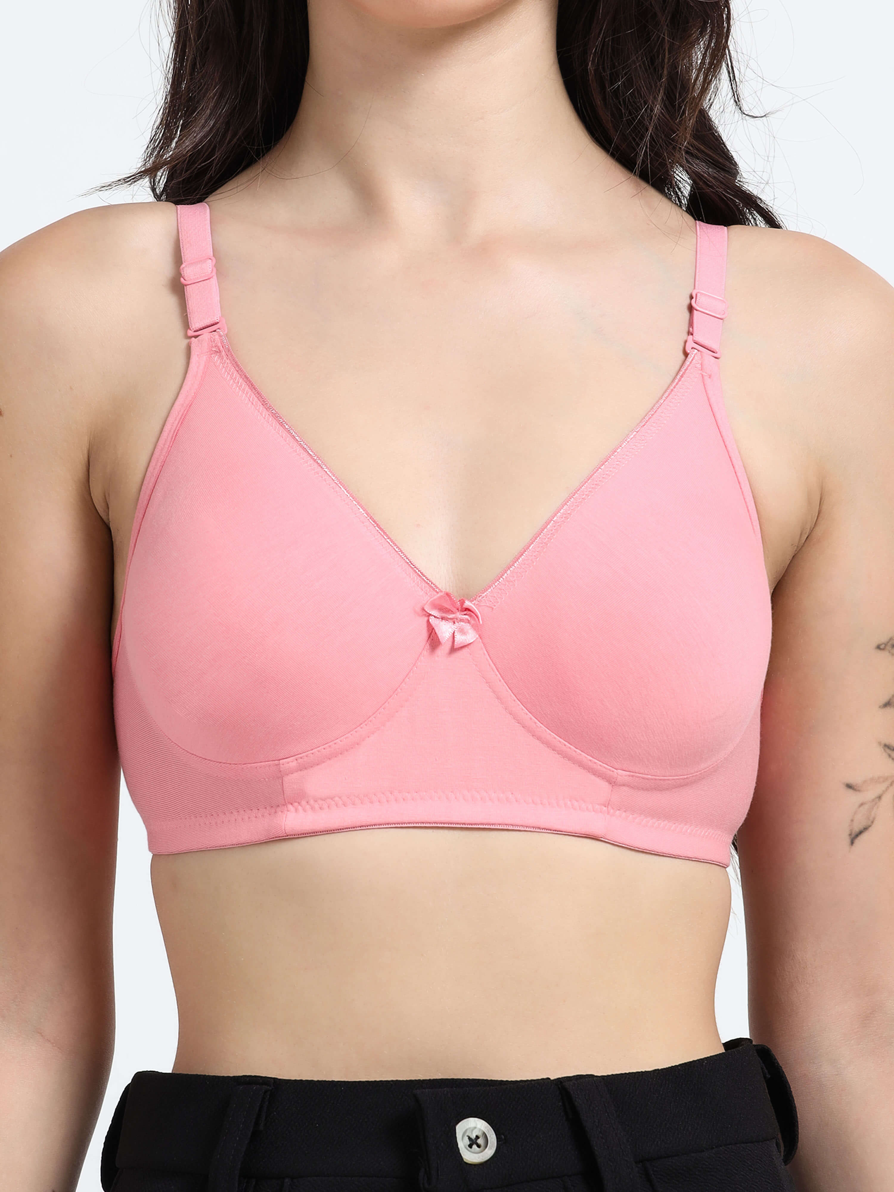 Machau Lingerie Non-Padded Wirefree Full Coverage Cotton Rich T-shirt Bra-PIHU