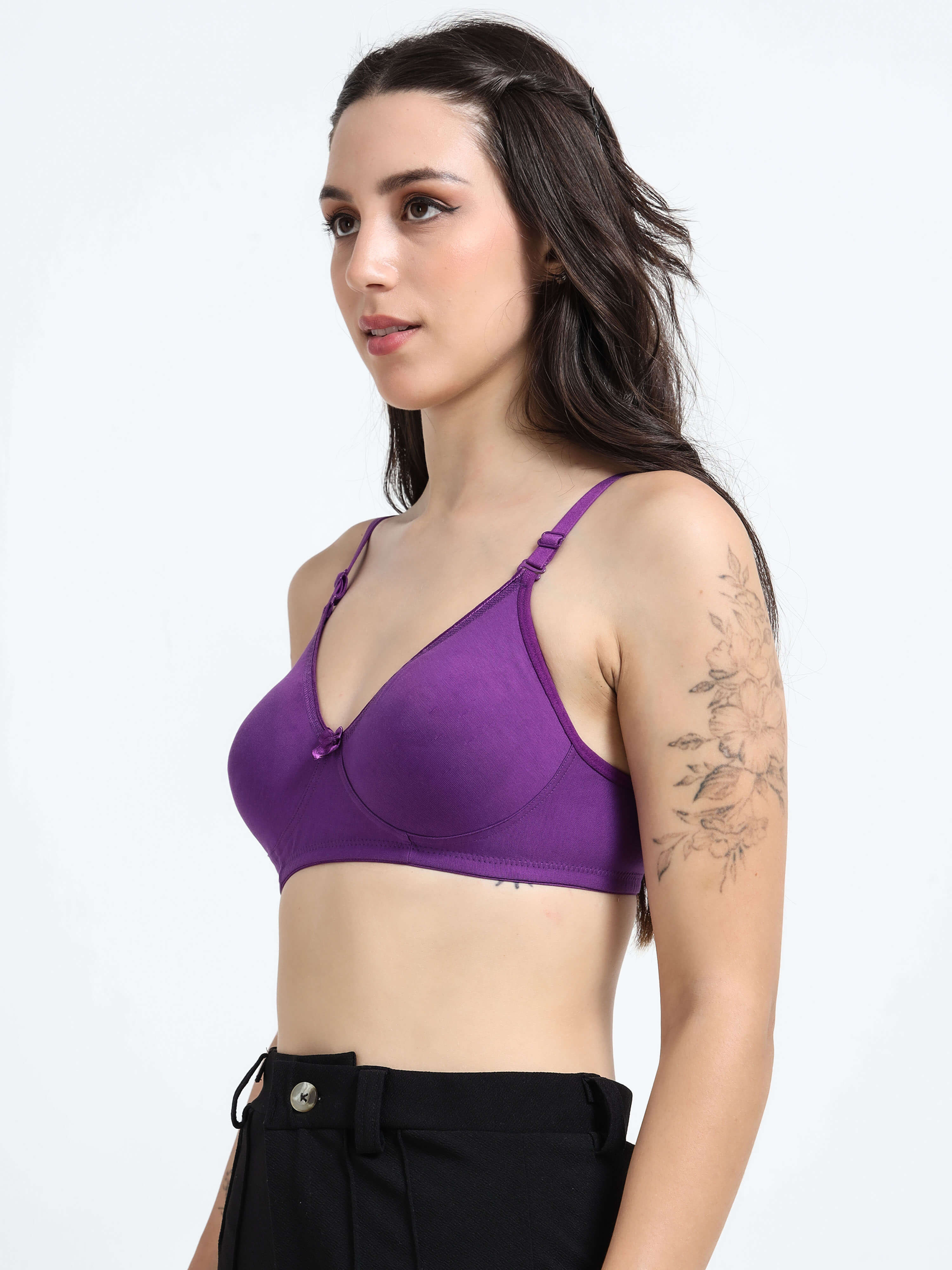 Machau Lingerie Non-Padded Wirefree Full Coverage Cotton Rich T-shirt Bra-PIHU