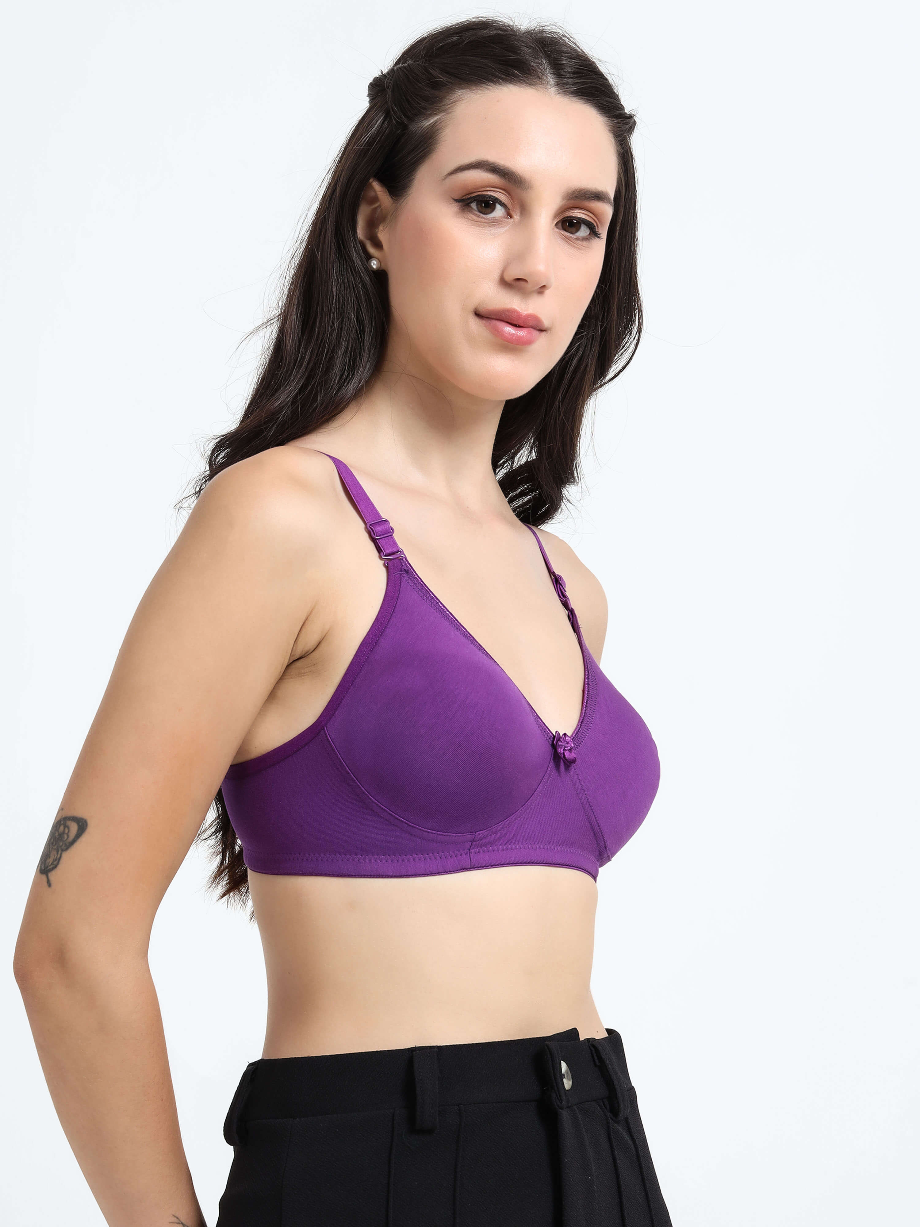 Machau Lingerie Non-Padded Wirefree Full Coverage Cotton Rich T-shirt Bra-PIHU