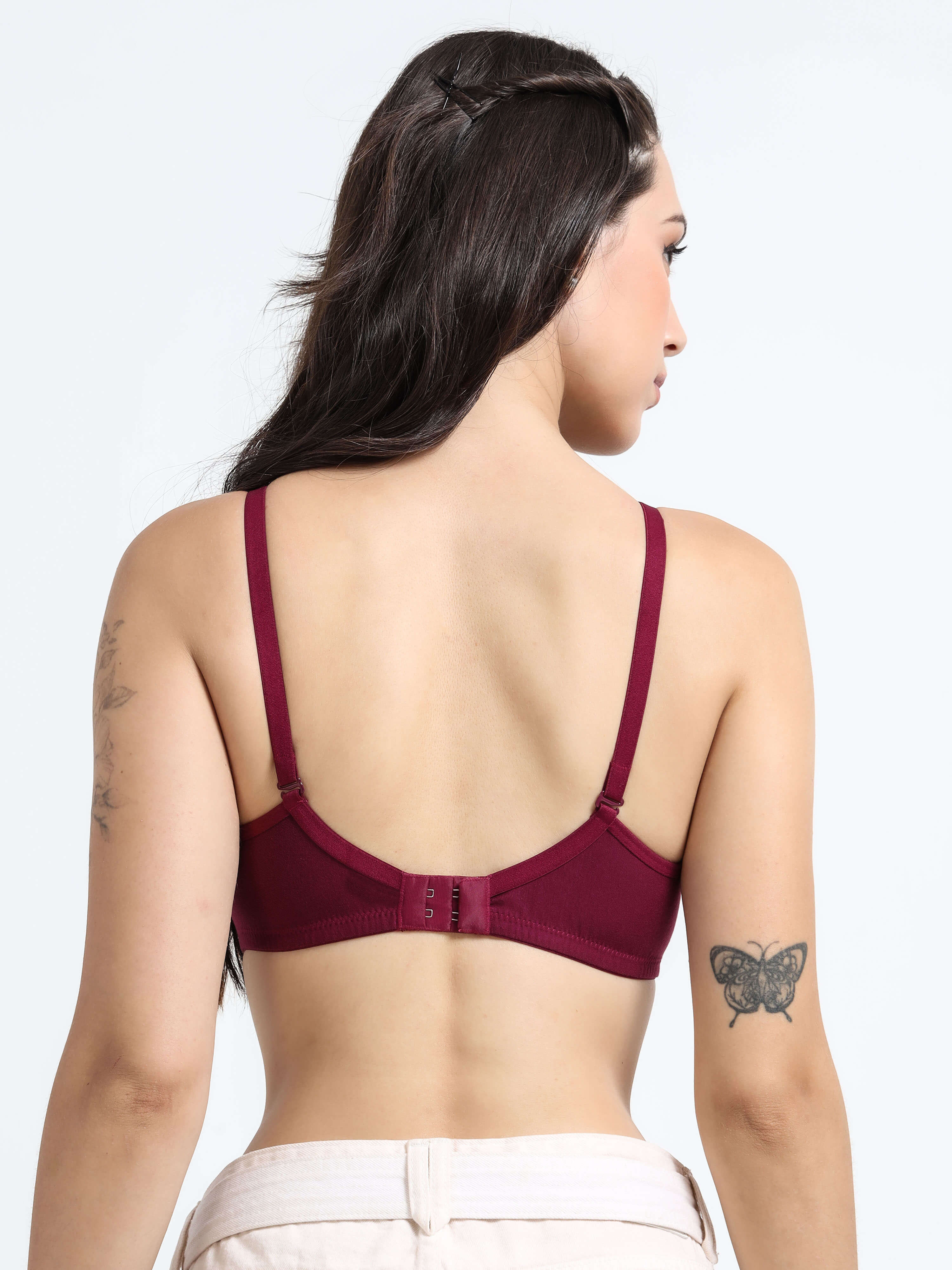 Machau Lingerie Non-Padded Wirefree Full Coverage Cotton Rich T-shirt Bra-PIHU