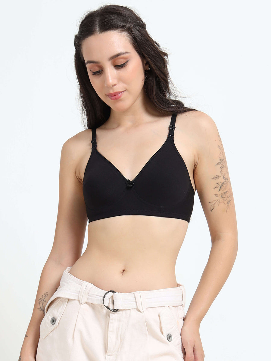 PIHU: Non-Padded Wire-Free Full Coverage Cotton Rich T-Shirt Bra
