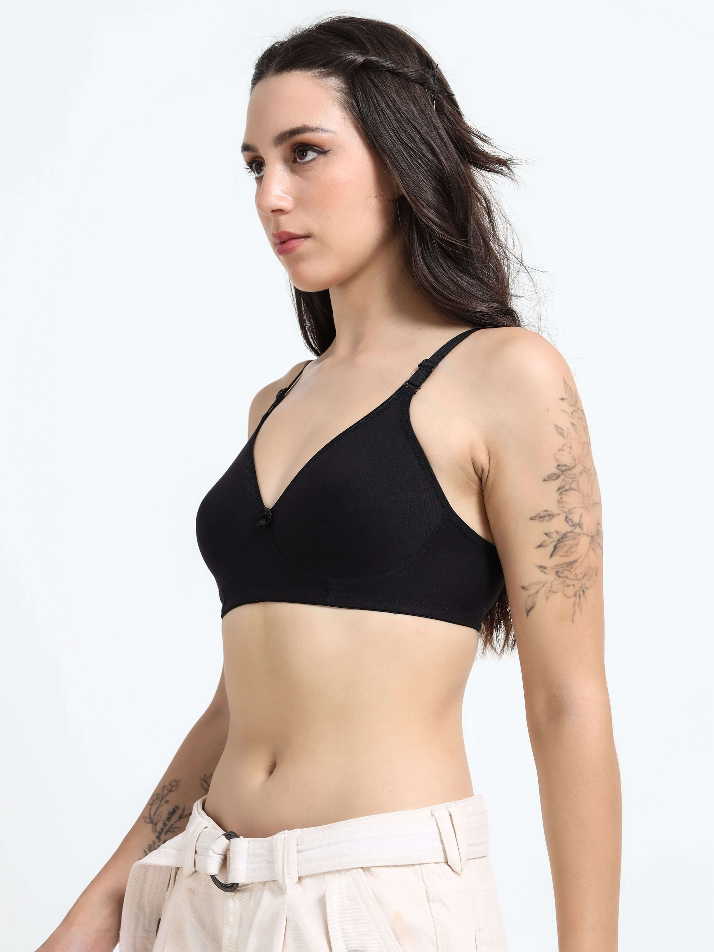 Machau Lingerie Non-Padded Wirefree Full Coverage Cotton Rich T-shirt Bra-PIHU