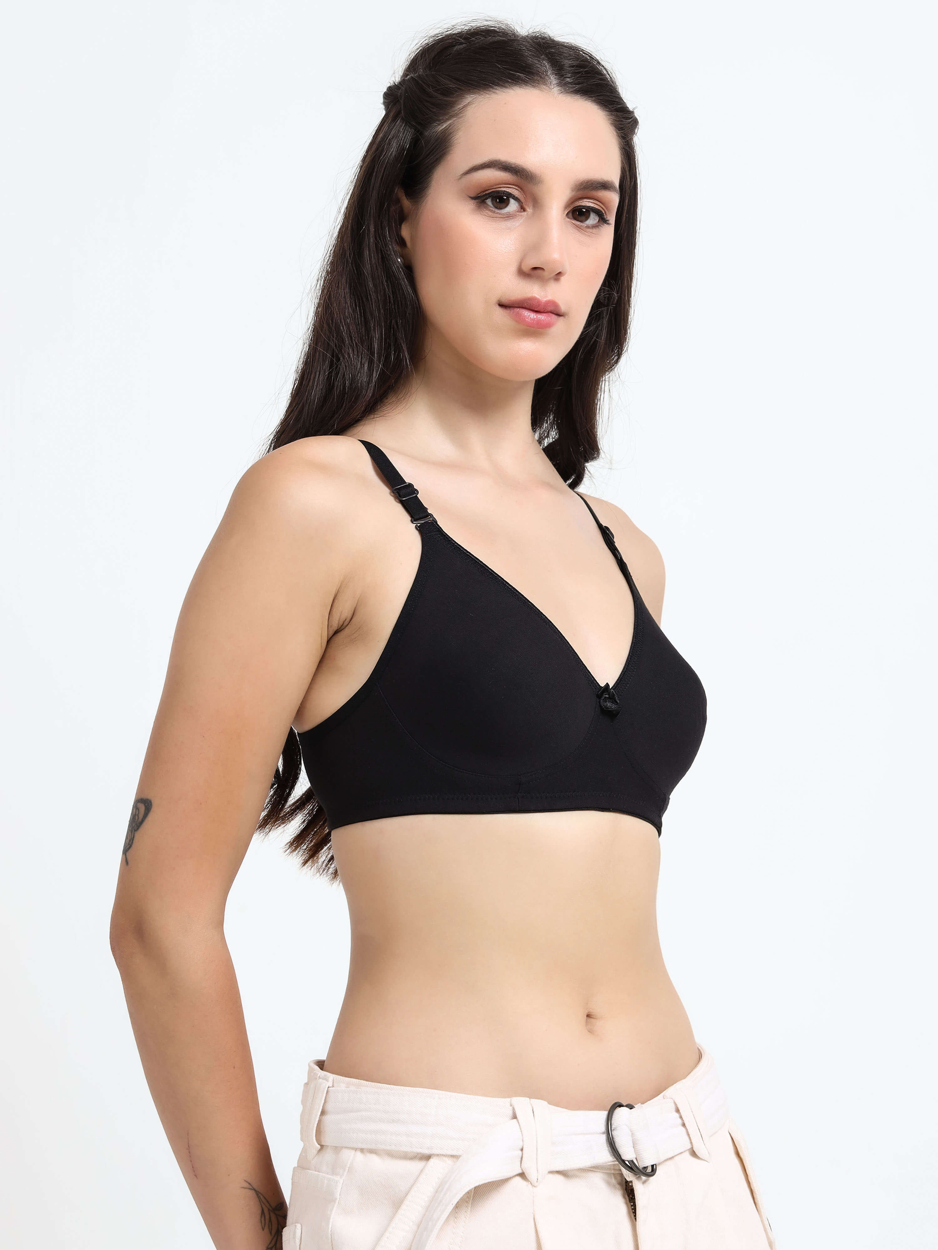 Machau Lingerie Non-Padded Wirefree Full Coverage Cotton Rich T-shirt Bra-PIHU