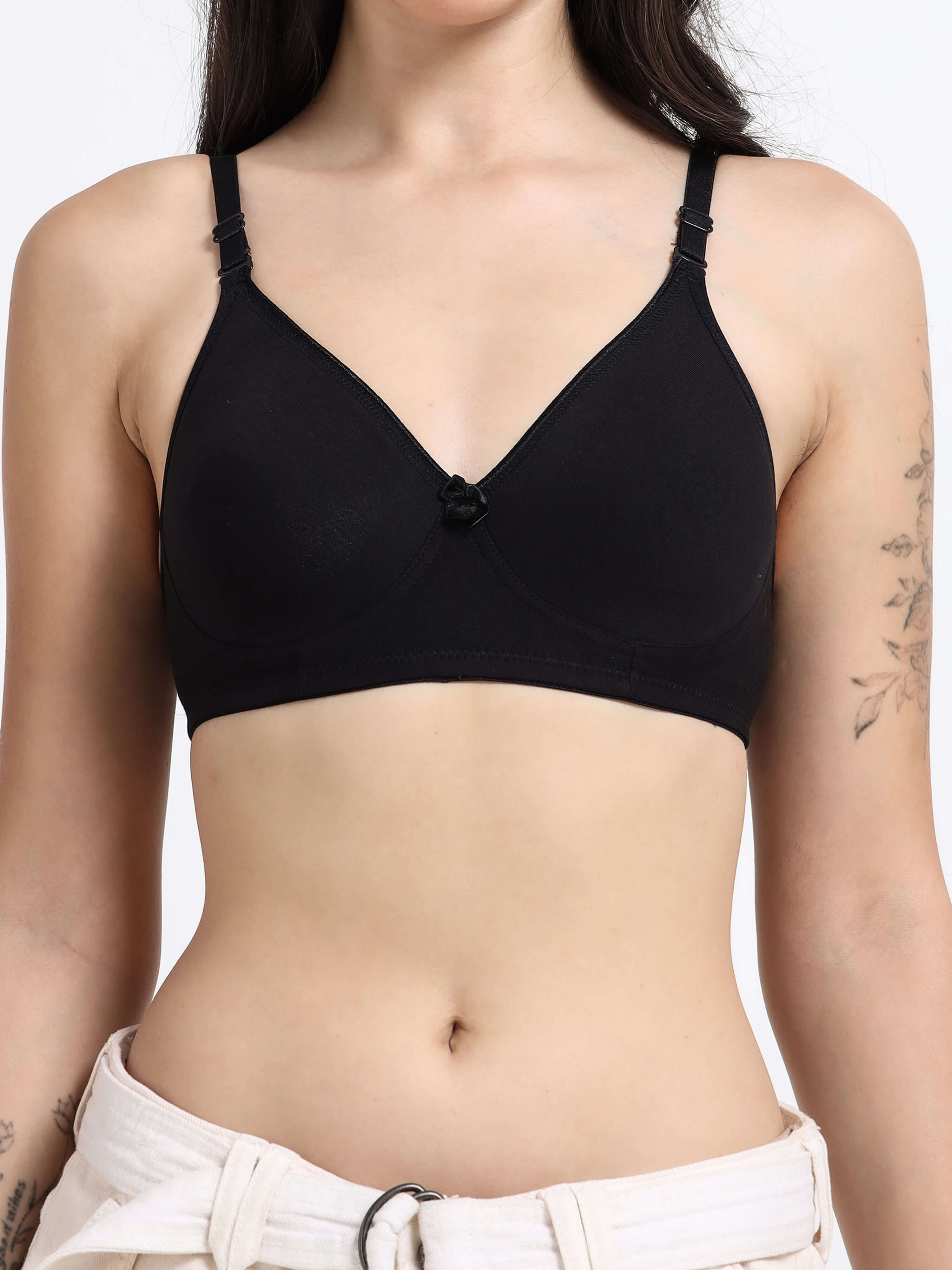 Machau Lingerie Non-Padded Wirefree Full Coverage Cotton Rich T-shirt Bra-PIHU