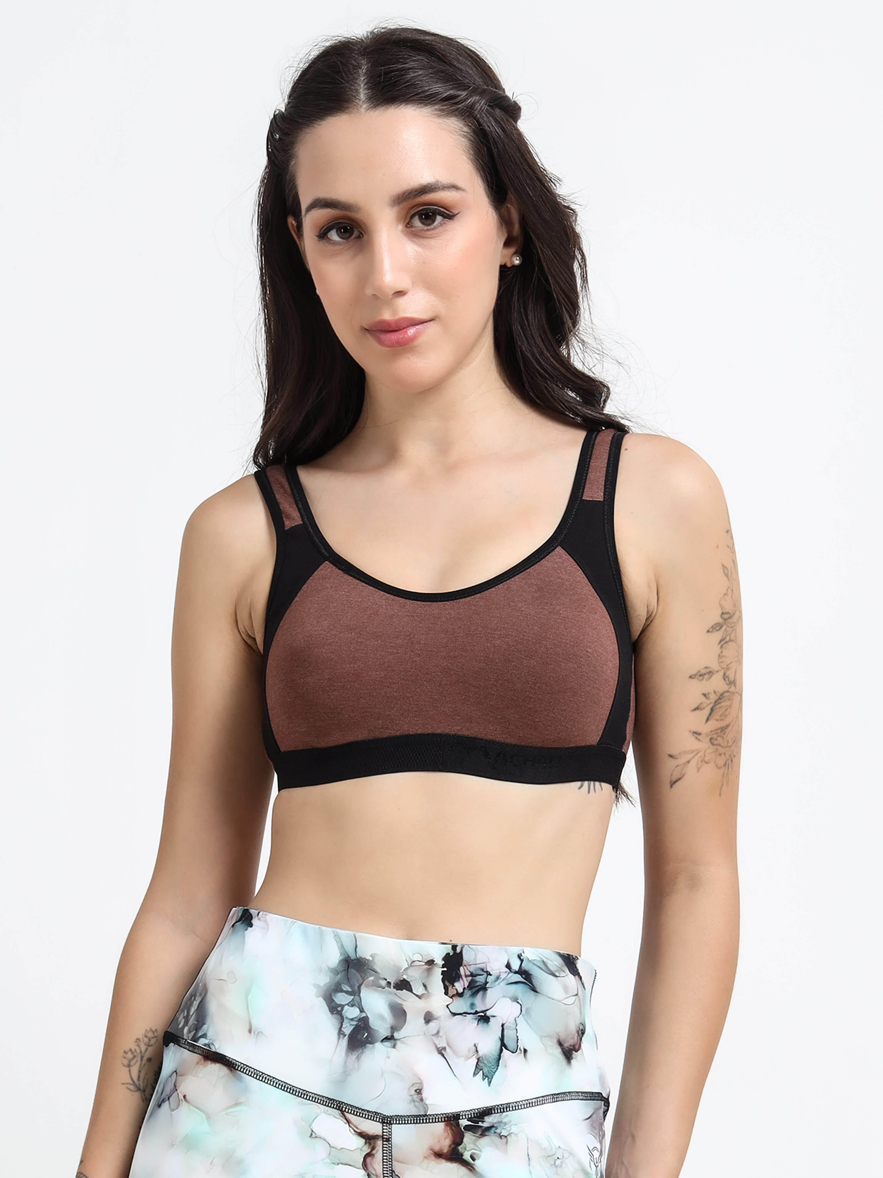 Machau Lingerie Women's Non Padded and Non Wired Full Coverage Cotton-Rich Fabric in Everyday - Sports Bra