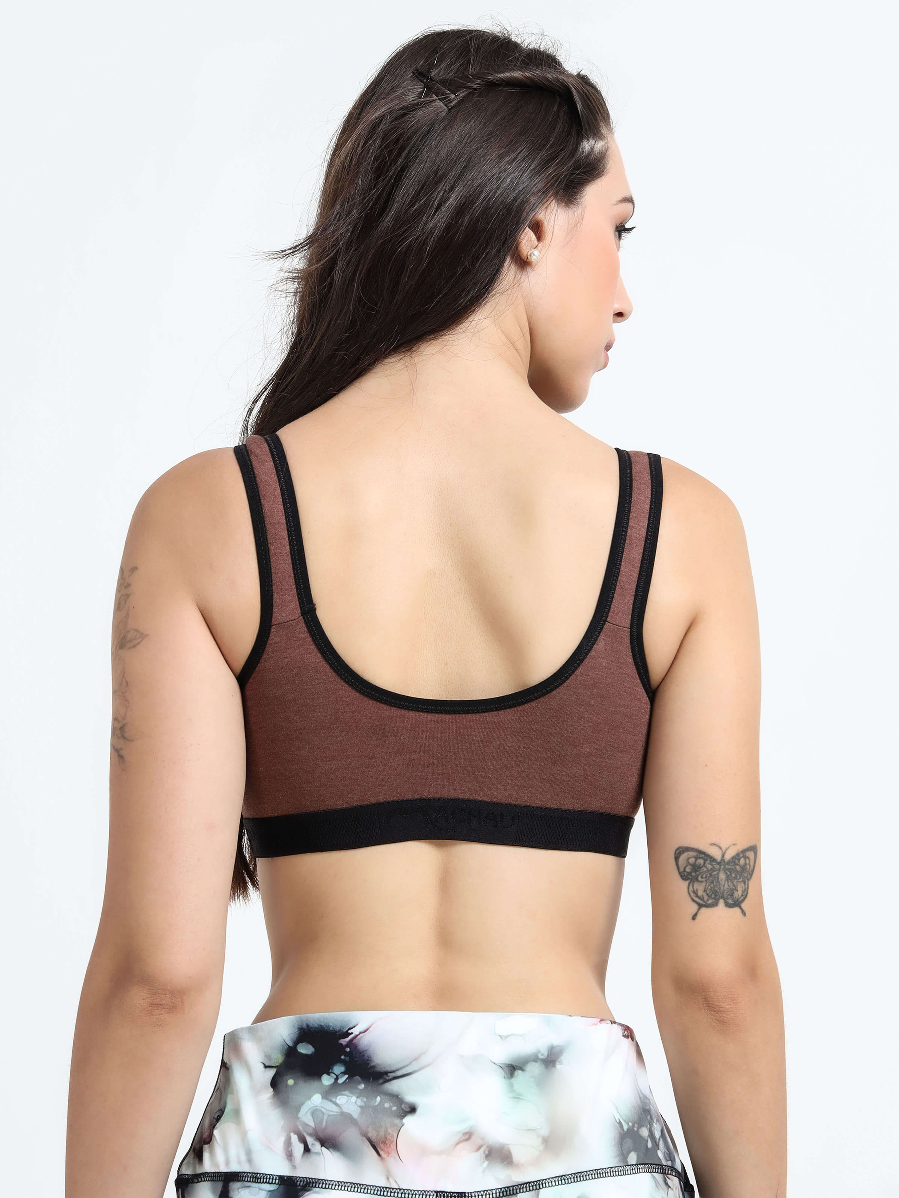 Machau Lingerie Women's Non Padded and Non Wired Full Coverage Cotton-Rich Fabric in Everyday - Sports Bra
