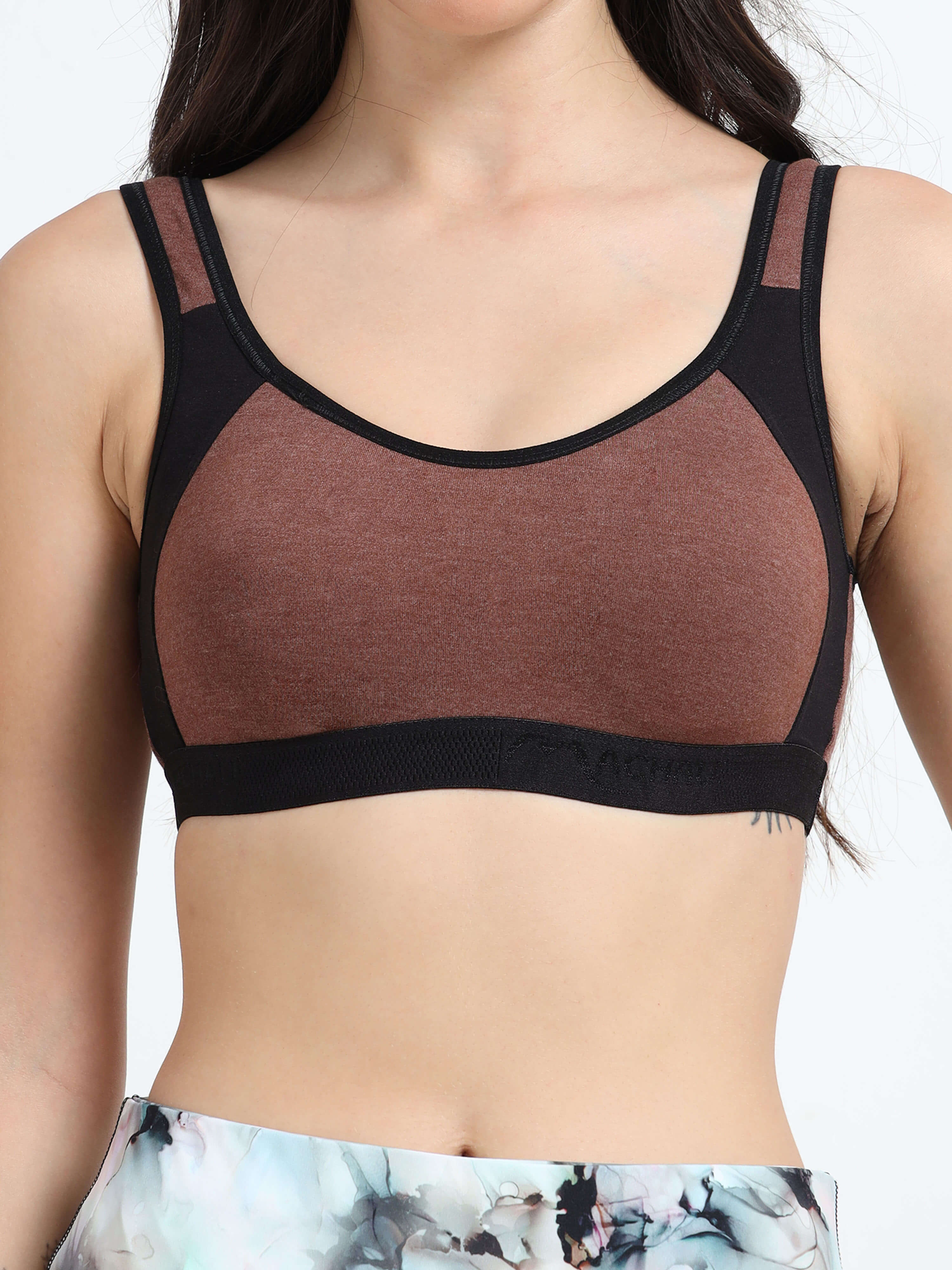 Machau Lingerie Women's Non Padded and Non Wired Full Coverage Cotton-Rich Fabric in Everyday - Sports Bra