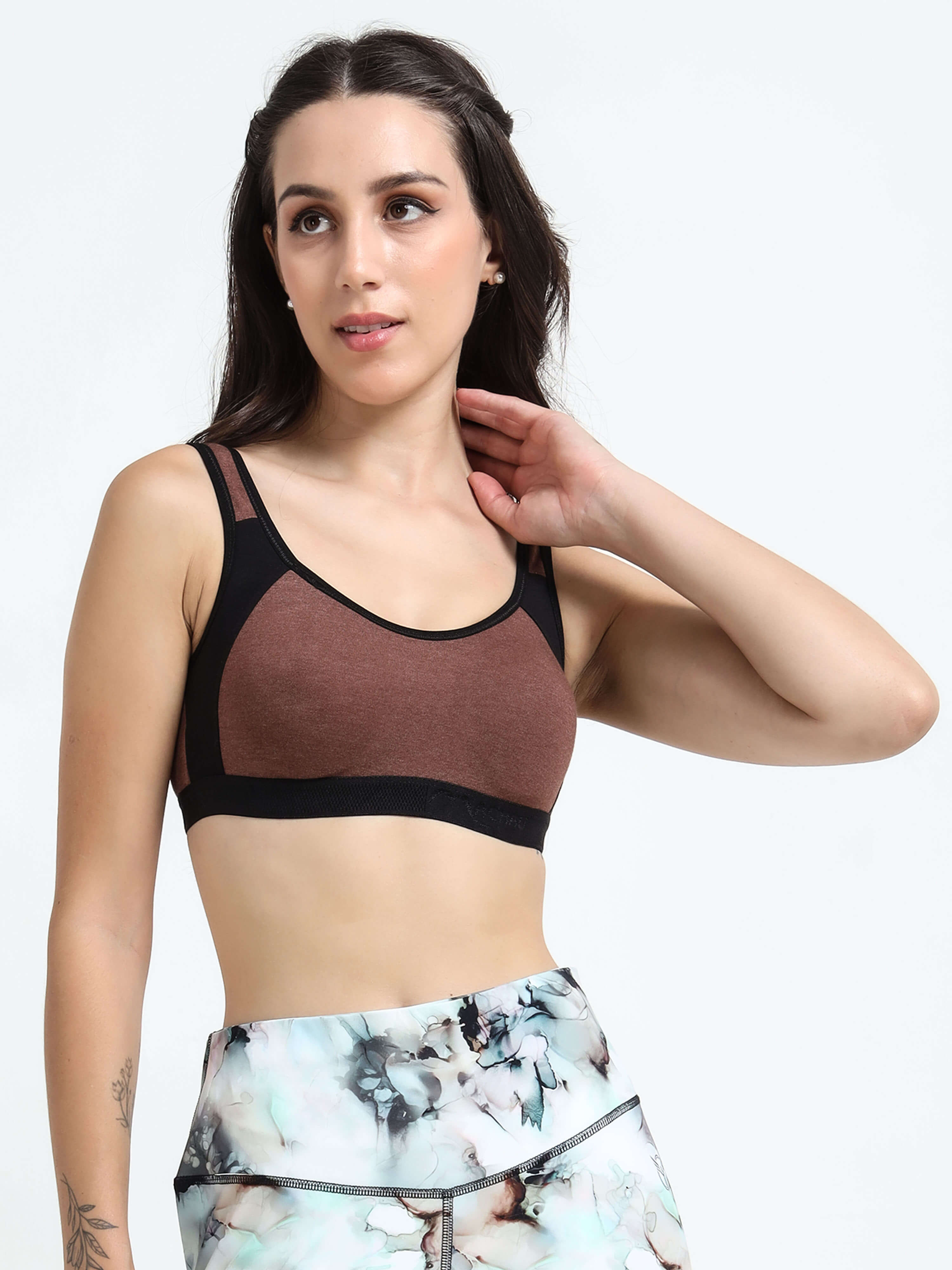 Machau Lingerie Women's Non Padded and Non Wired Full Coverage Cotton-Rich Fabric in Everyday - Sports Bra