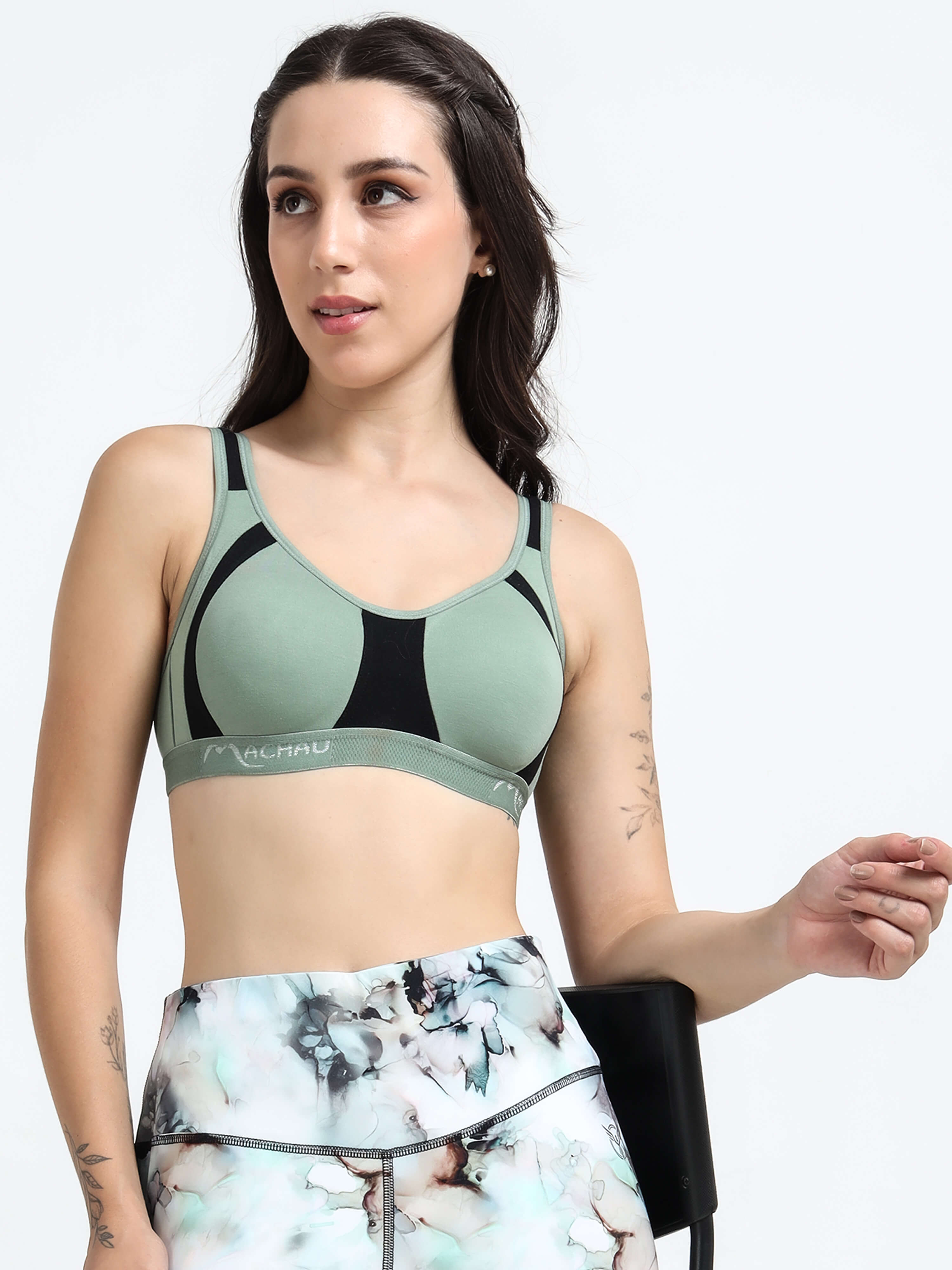 Machau Lingerie Women's Non Padded and Non Wired Full Coverage Back Close Cotton-Rich Fabric in Everyday Sports Bra