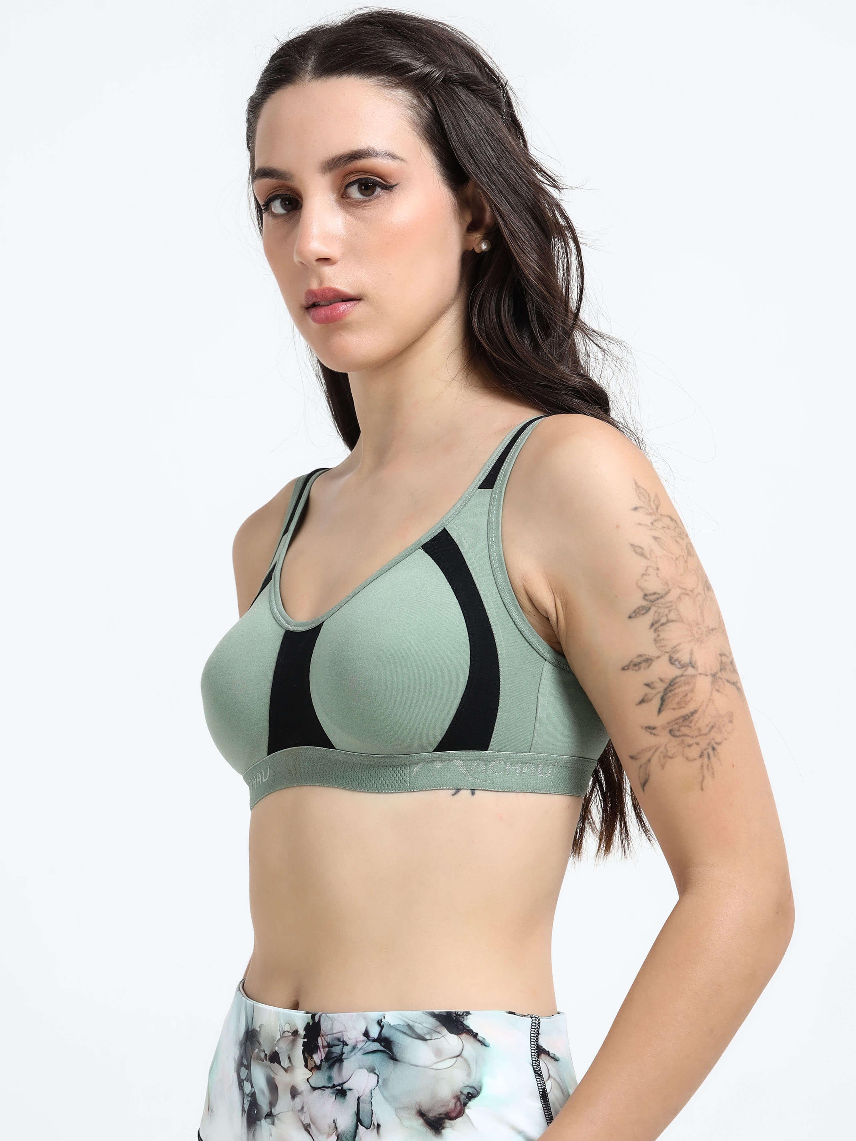 Machau Lingerie Women's Non Padded and Non Wired Full Coverage Back Close Cotton-Rich Fabric in Everyday Sports Bra