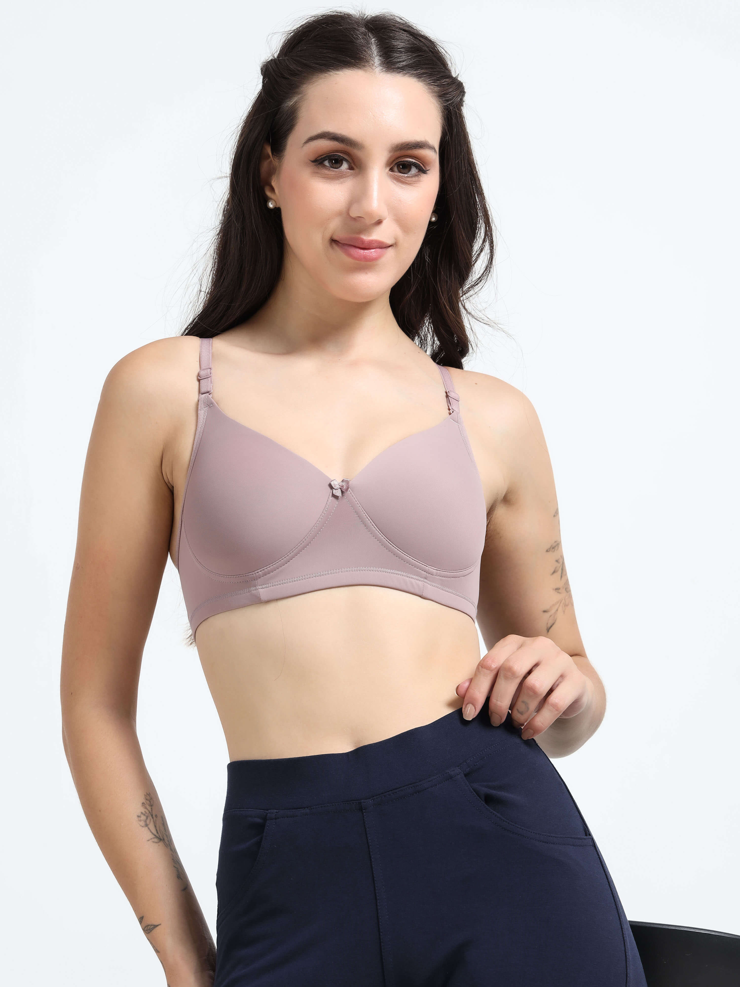 Machau Lingerie Women's Everyday Padded Non Wired Full Coverage T-shirt Bra -Rich Cotton Devine Pad