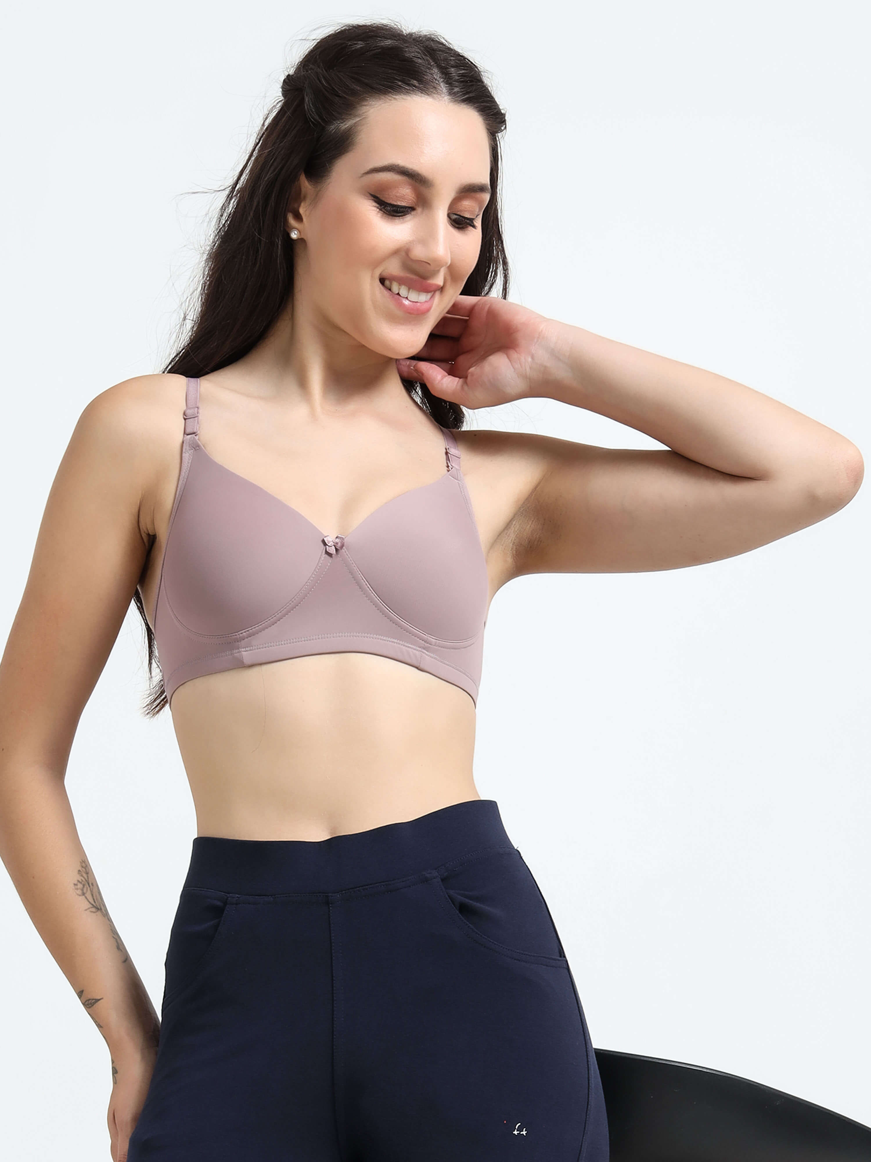 Machau Lingerie Women's Everyday Padded Non Wired Full Coverage T-shirt Bra -Rich Cotton Devine Pad