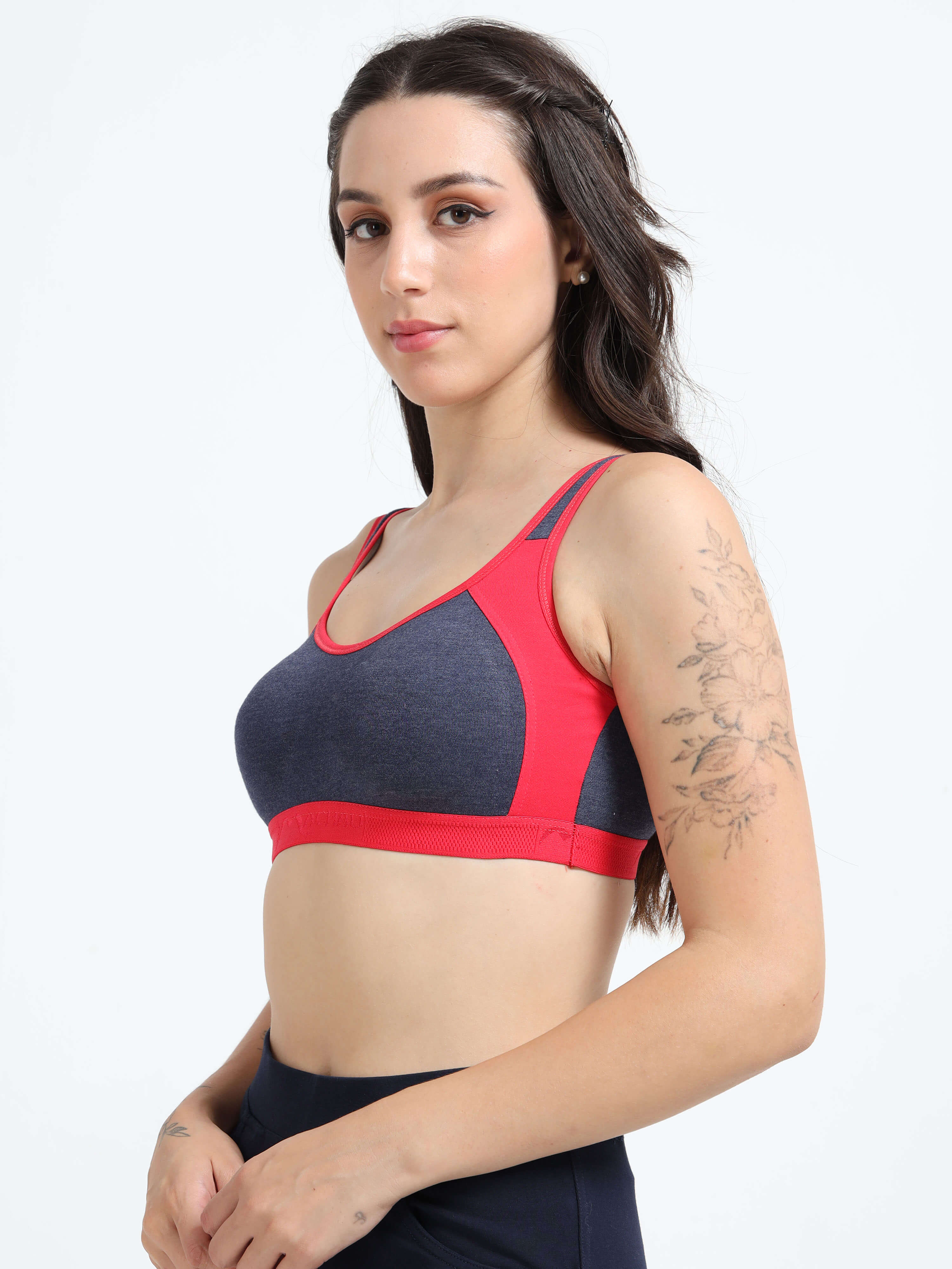 Machau Lingerie Women's Non Padded and Non Wired Full Coverage Cotton-Rich Fabric in Everyday - Sports Bra