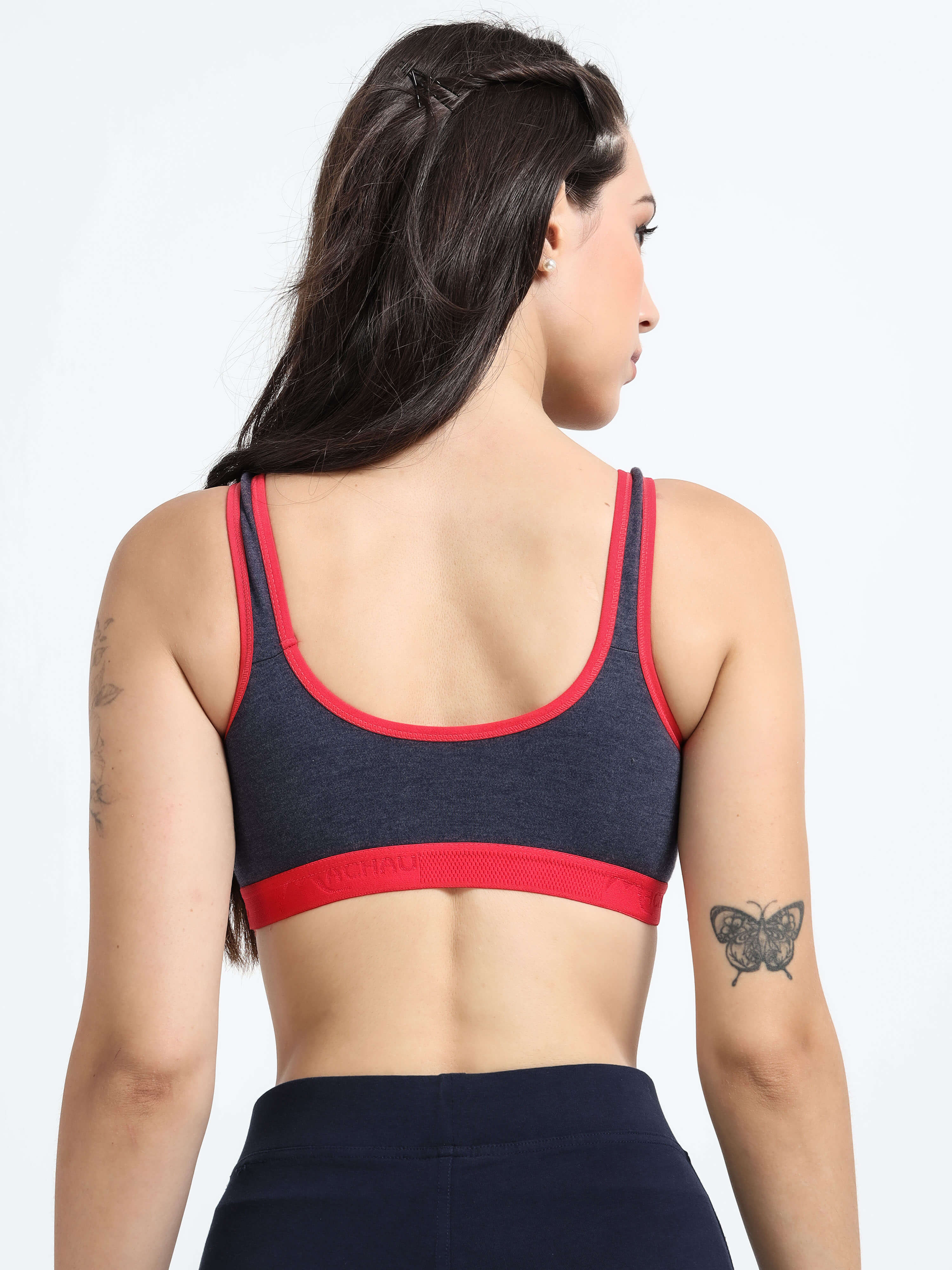 Machau Lingerie Women's Non Padded and Non Wired Full Coverage Cotton-Rich Fabric in Everyday - Sports Bra
