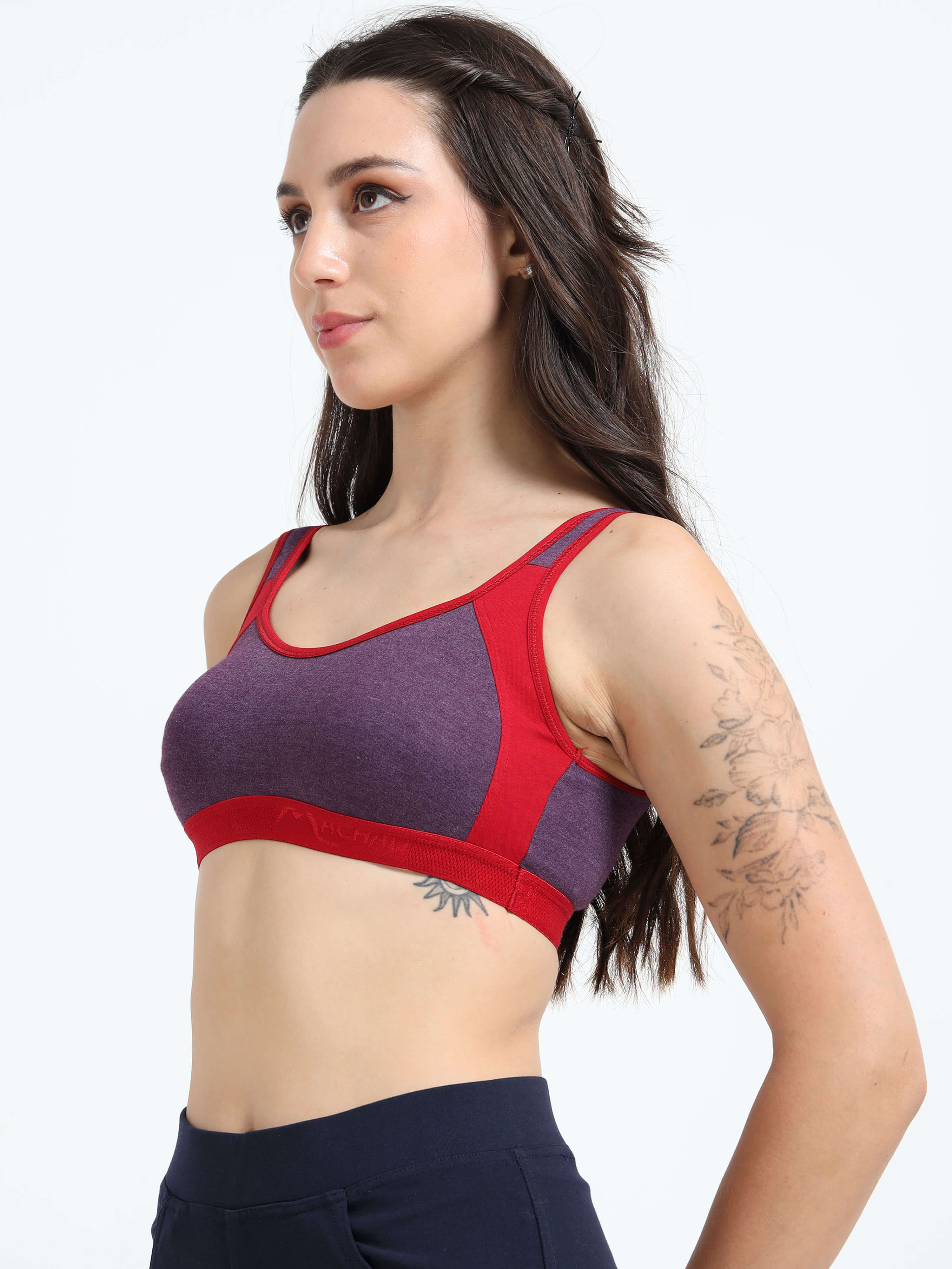 Machau Lingerie Women's Non Padded and Non Wired Full Coverage Cotton-Rich Fabric in Everyday - Sports Bra
