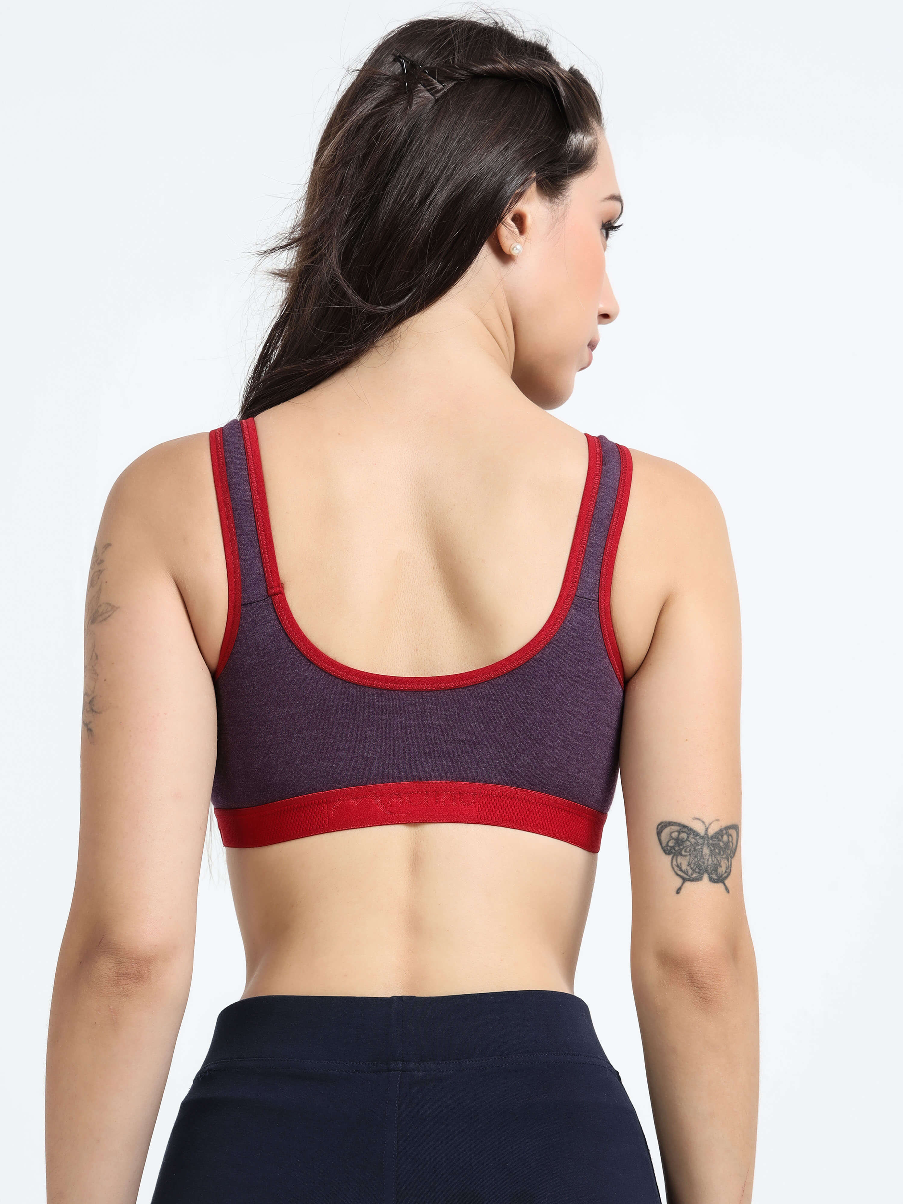 Machau Lingerie Women's Non Padded and Non Wired Full Coverage Cotton-Rich Fabric in Everyday - Sports Bra