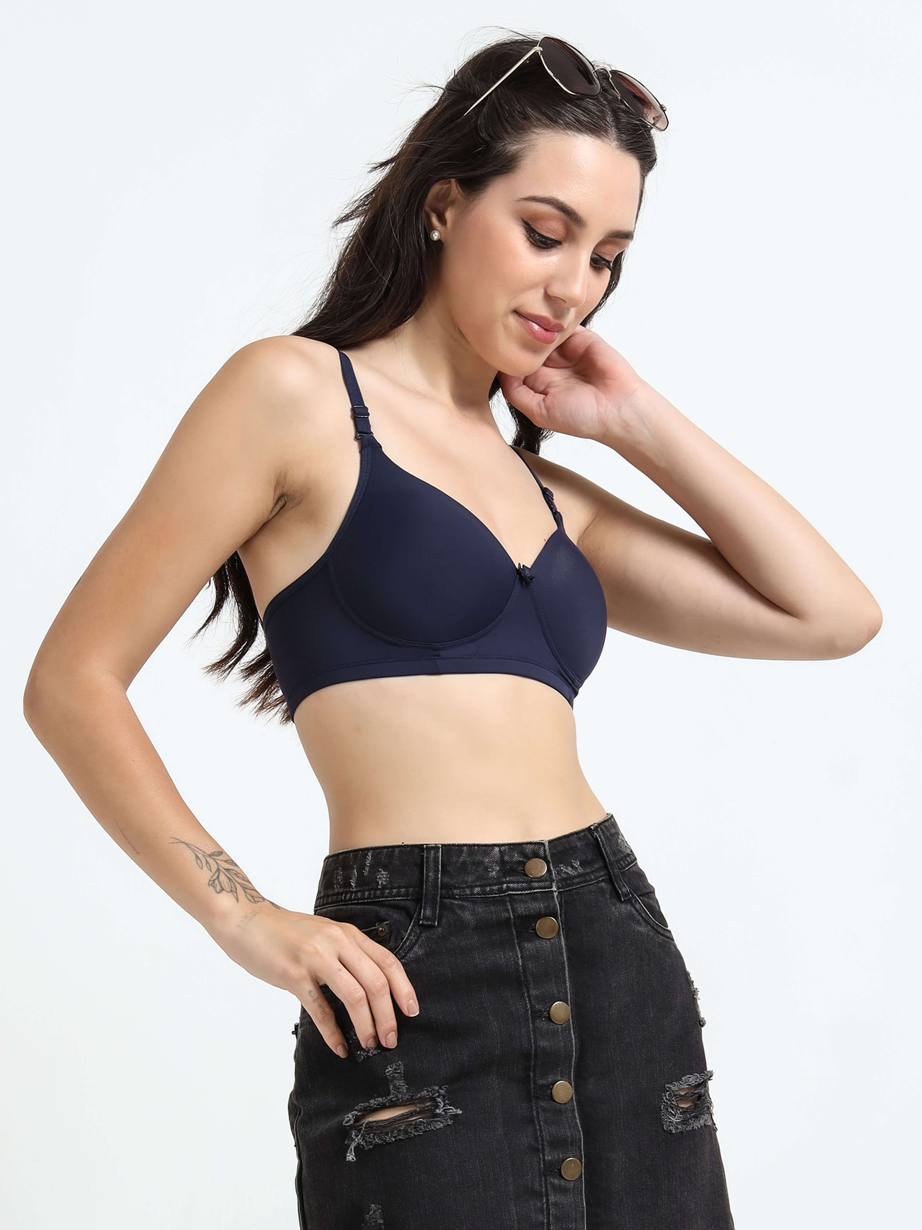 Machau Lingerie Women's Everyday Padded Non Wired Full Coverage T-shirt Bra -Rich Cotton Devine Pad