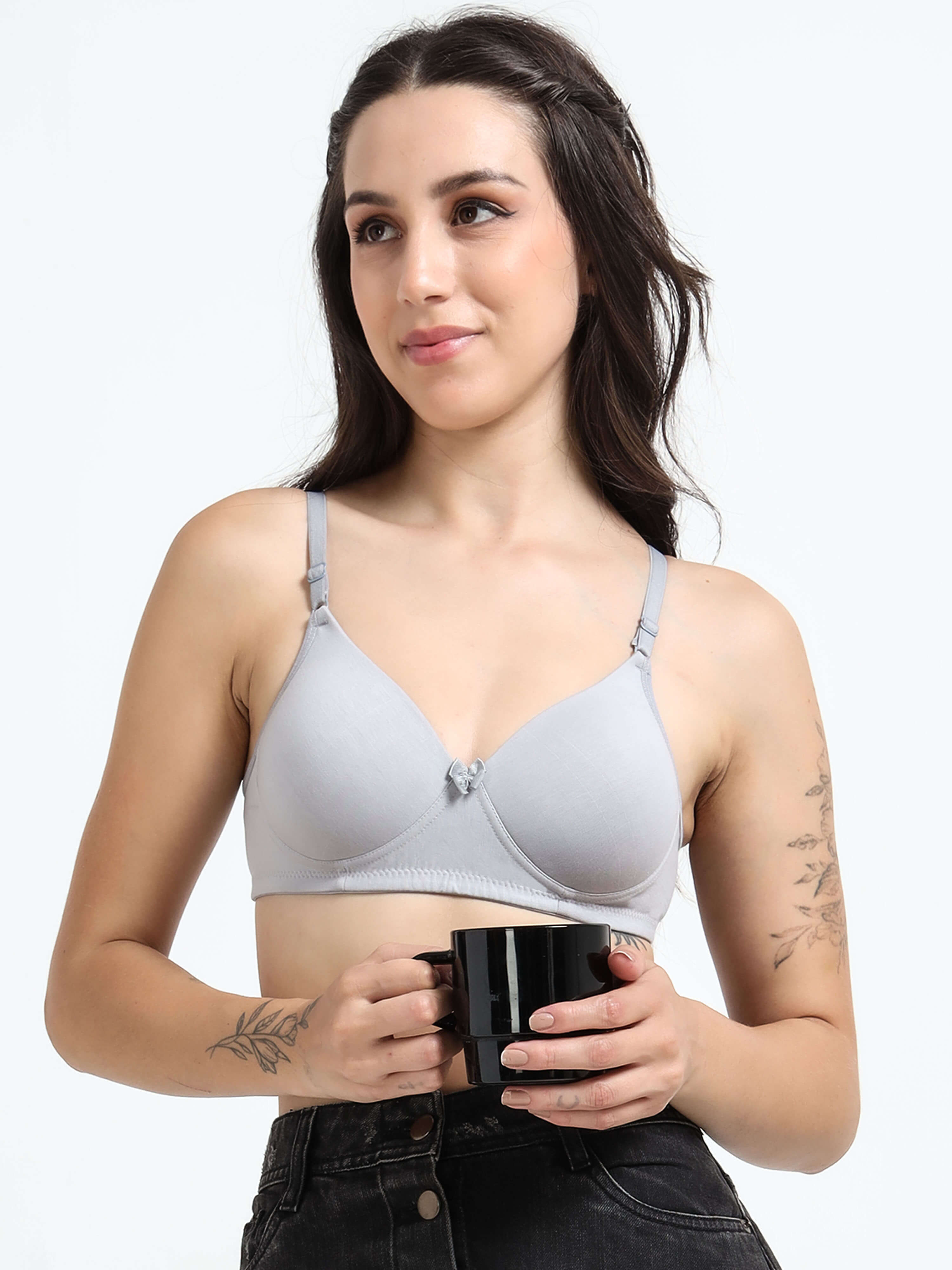 Machau Lingerie Women's Everyday Padded Non Wired Full Coverage T-shirt Bra -Rich Cotton
