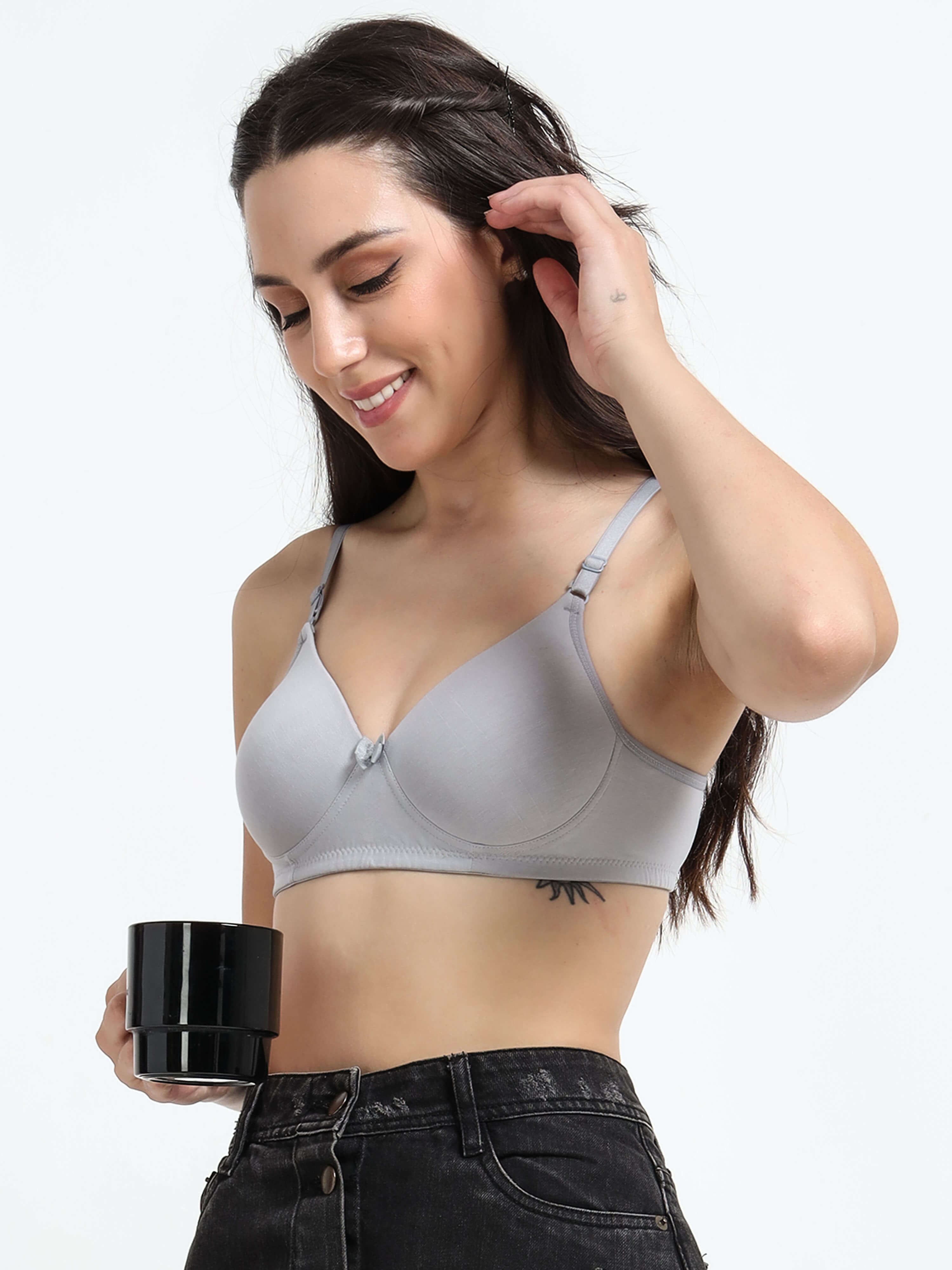 Machau Lingerie Women's Everyday Padded Non Wired Full Coverage T-shirt Bra -Rich Cotton