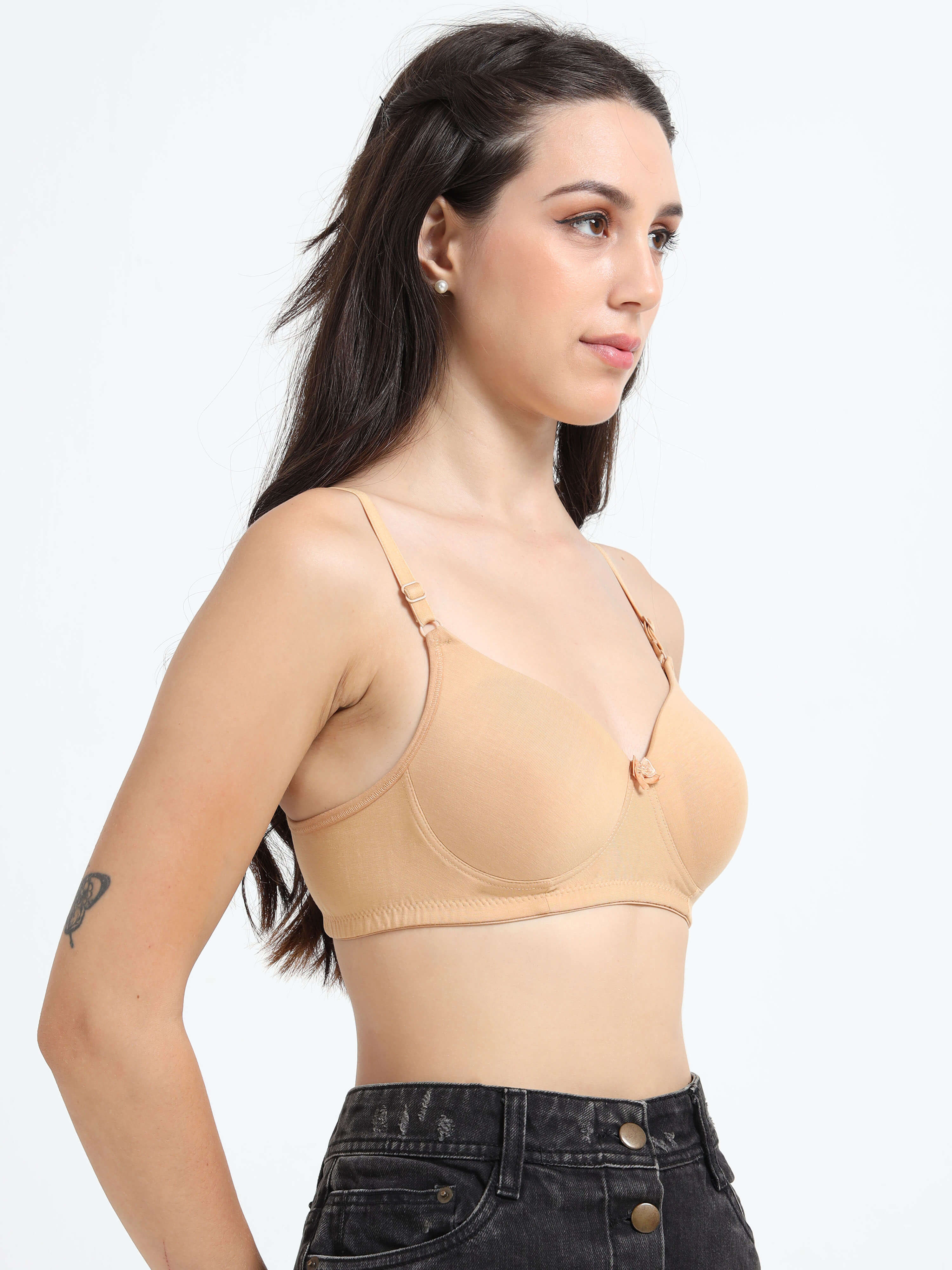 Machau Lingerie Women's Everyday Padded Non Wired Full Coverage T-shirt Bra -Rich Cotton