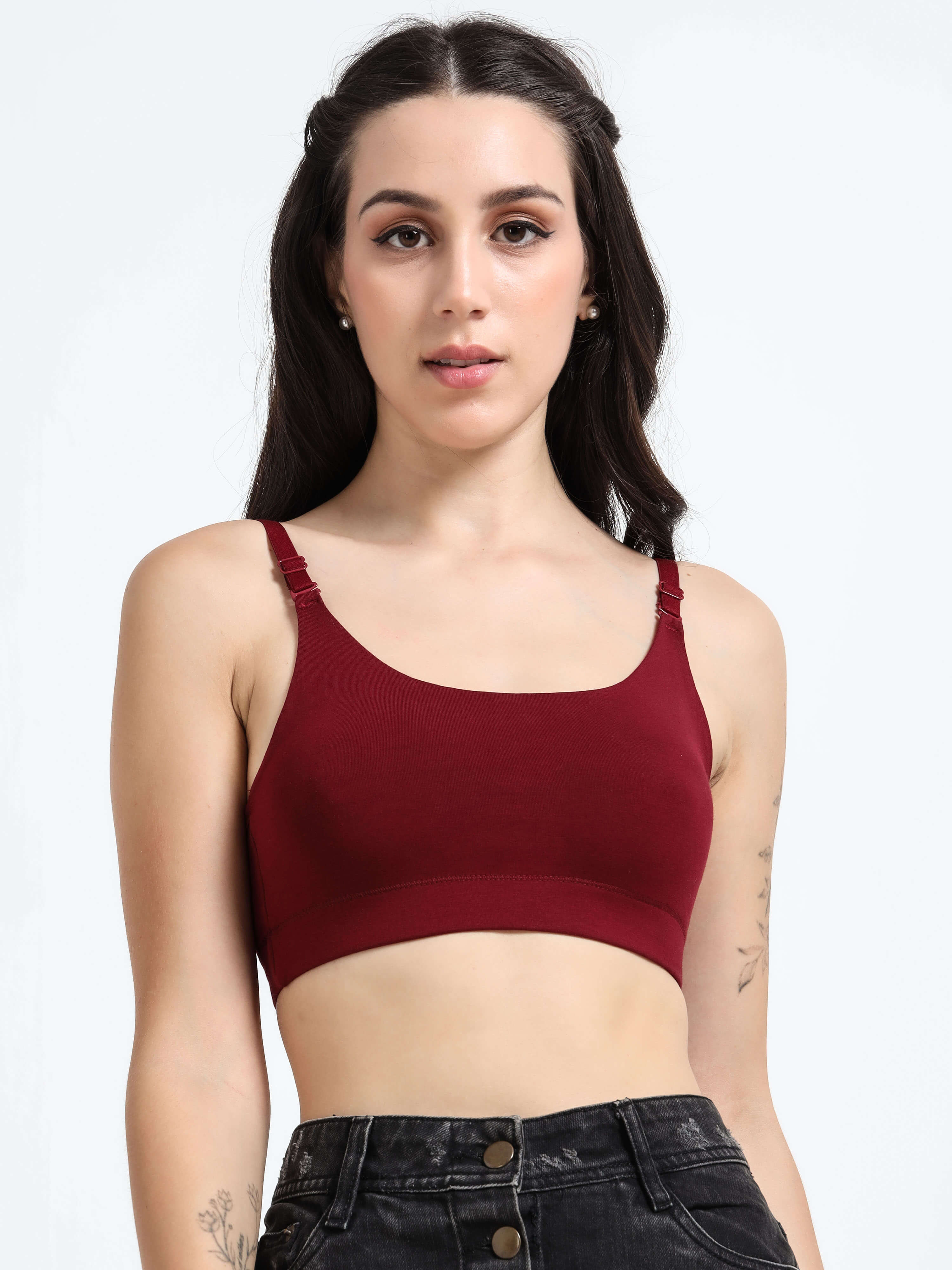 Machau Lingerie Women's Non Padded and Non Wired Full Coverage Cotton-Rich Fabric in Everyday Sports Bra -NYKA