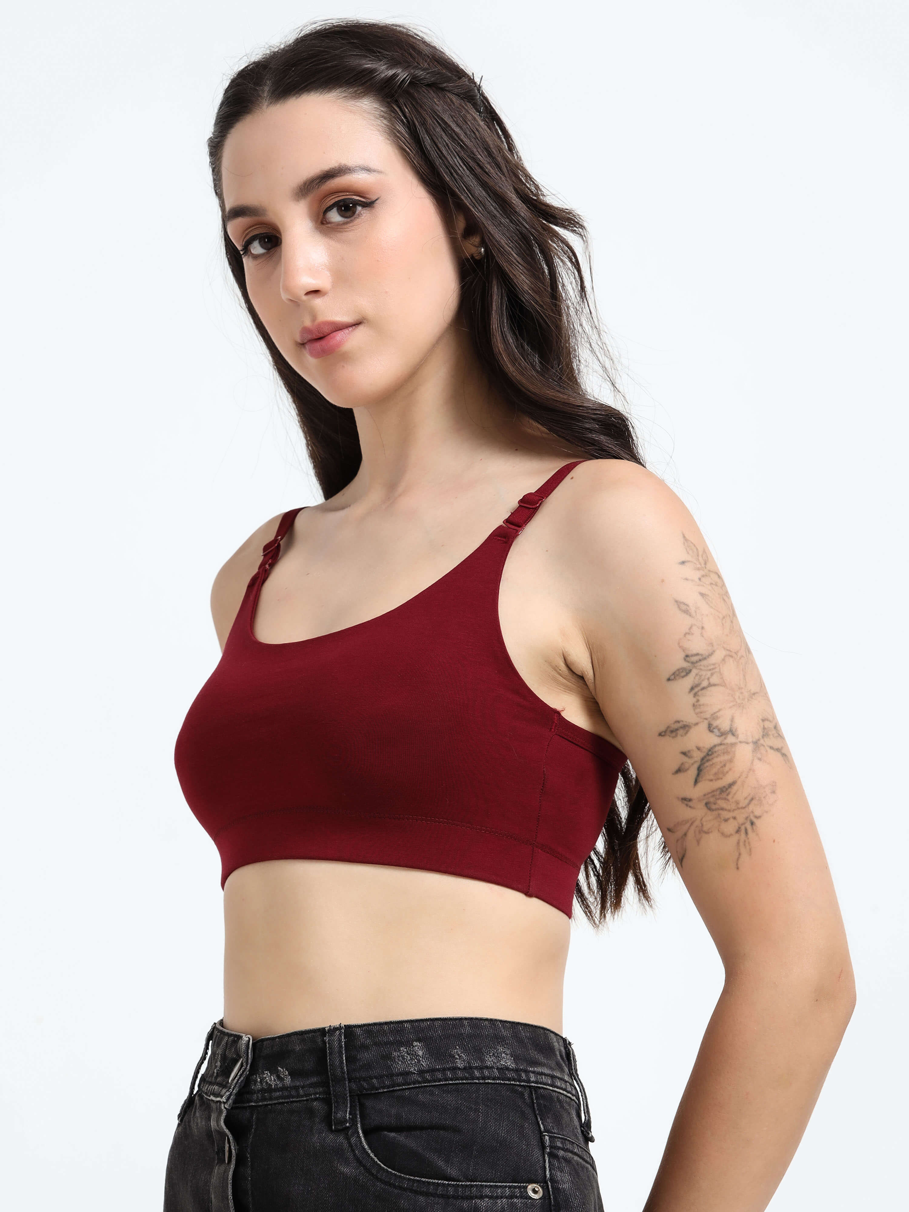 Machau Lingerie Women's Non Padded and Non Wired Full Coverage Cotton-Rich Fabric in Everyday Sports Bra -NYKA
