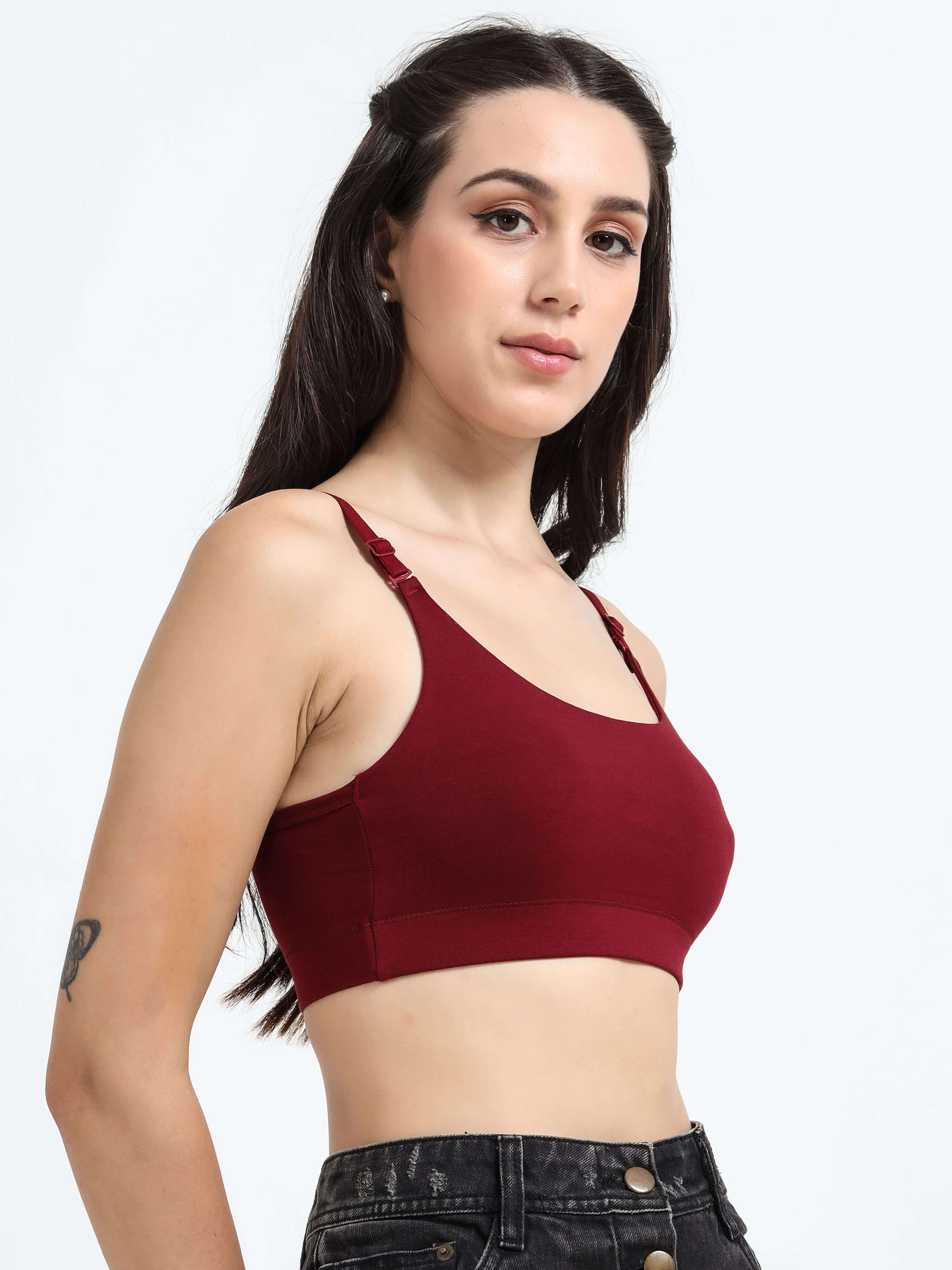 Machau Lingerie Women's Non Padded and Non Wired Full Coverage Cotton-Rich Fabric in Everyday Sports Bra -NYKA
