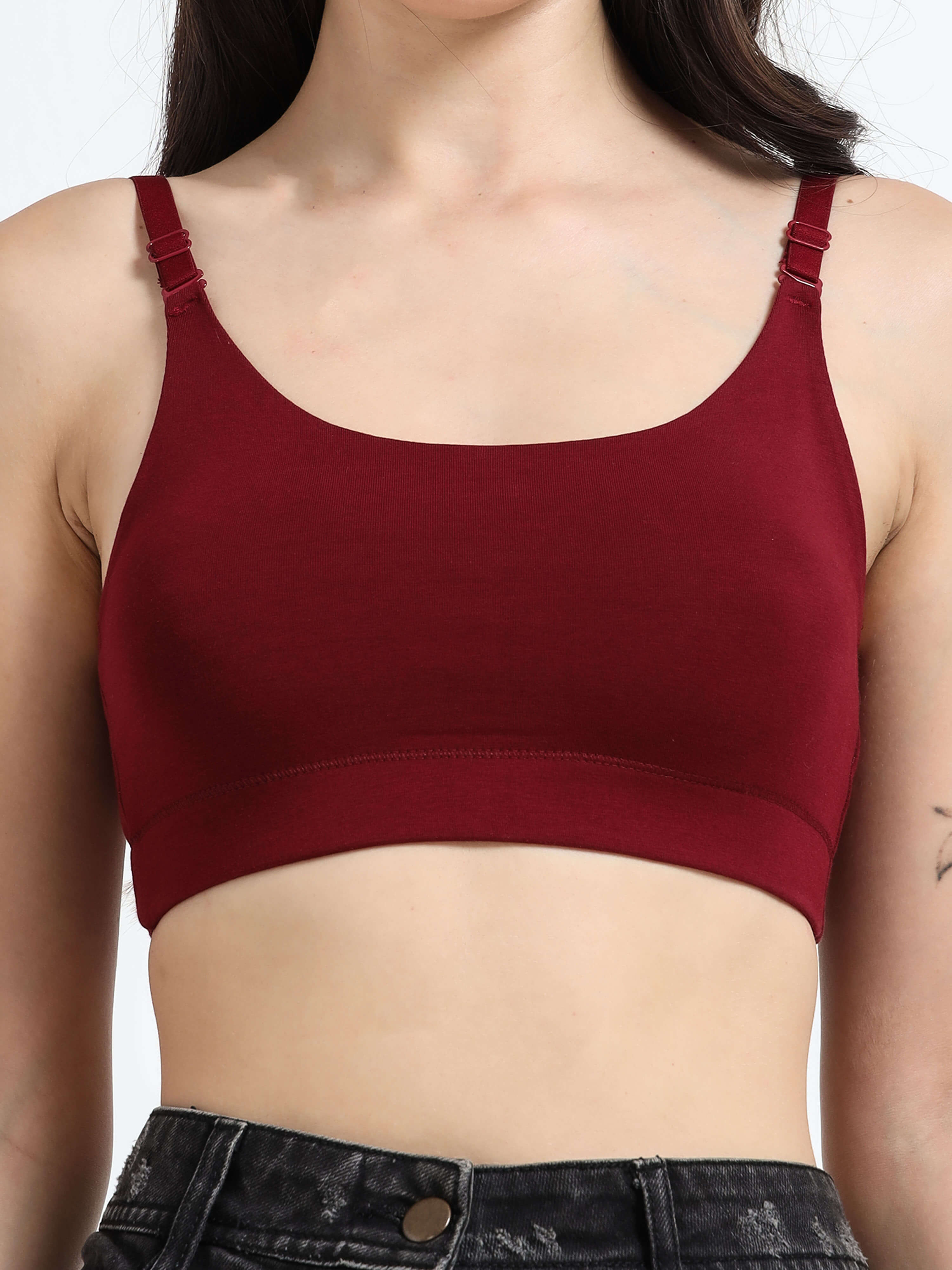 Machau Lingerie Women's Non Padded and Non Wired Full Coverage Cotton-Rich Fabric in Everyday Sports Bra -NYKA