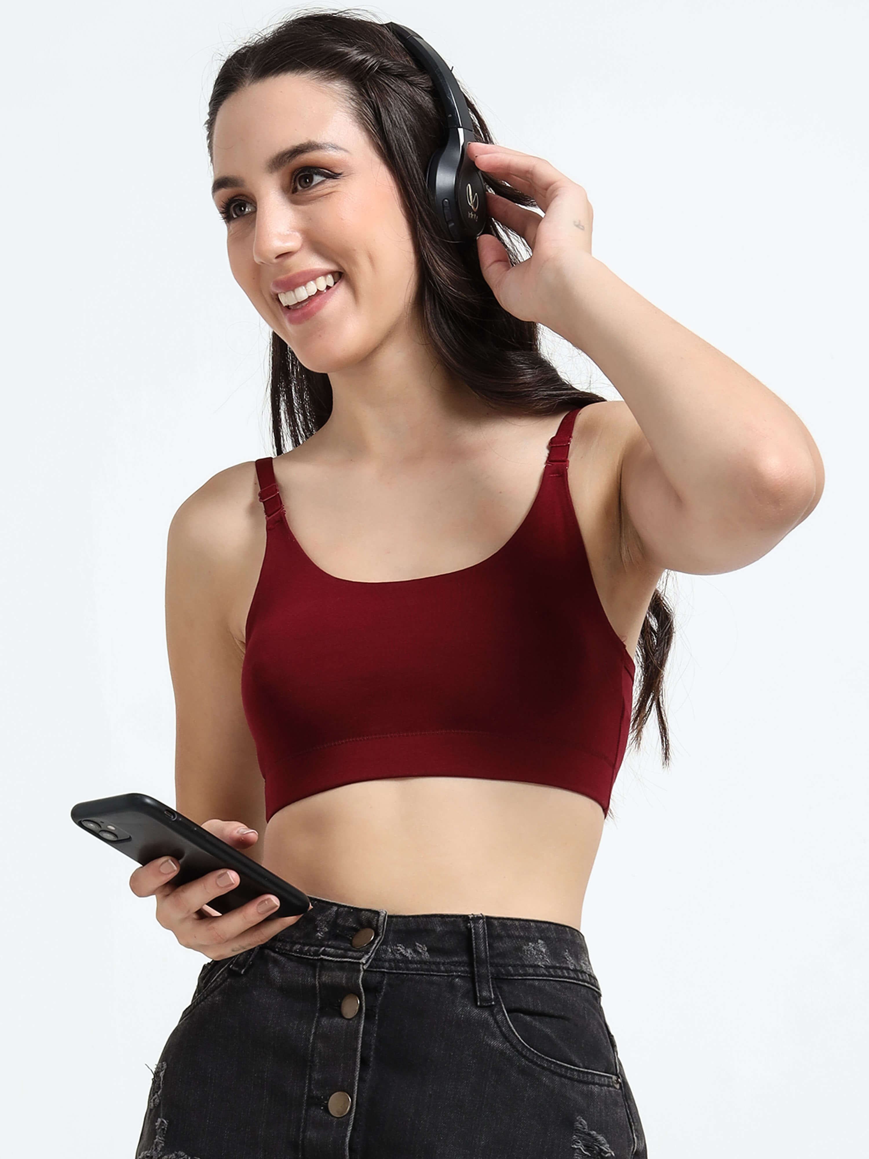 Machau Lingerie Women's Non Padded and Non Wired Full Coverage Cotton-Rich Fabric in Everyday Sports Bra -NYKA