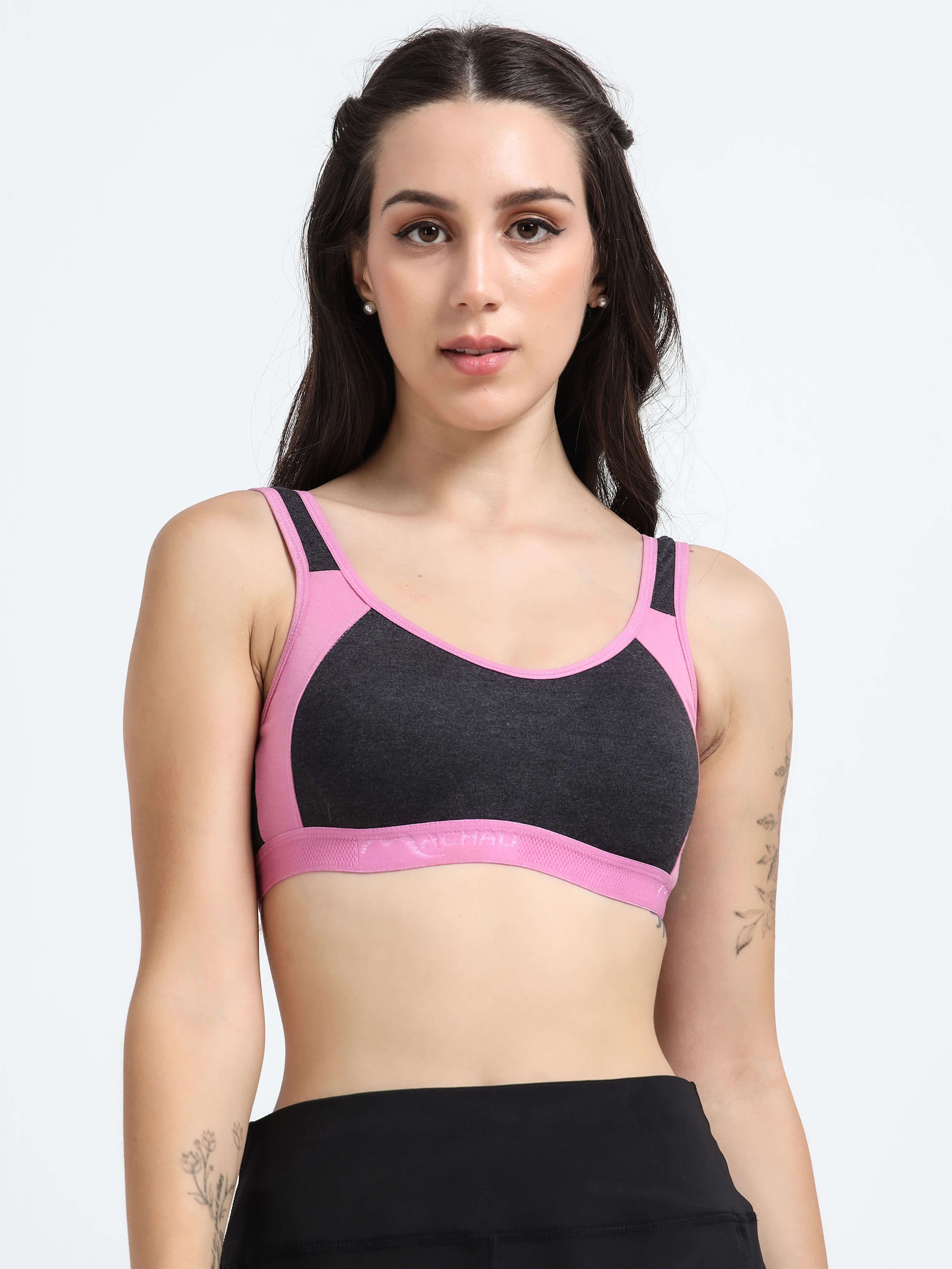Machau Lingerie Women's Non Padded and Non Wired Full Coverage Cotton-Rich Fabric in Everyday - Sports Bra
