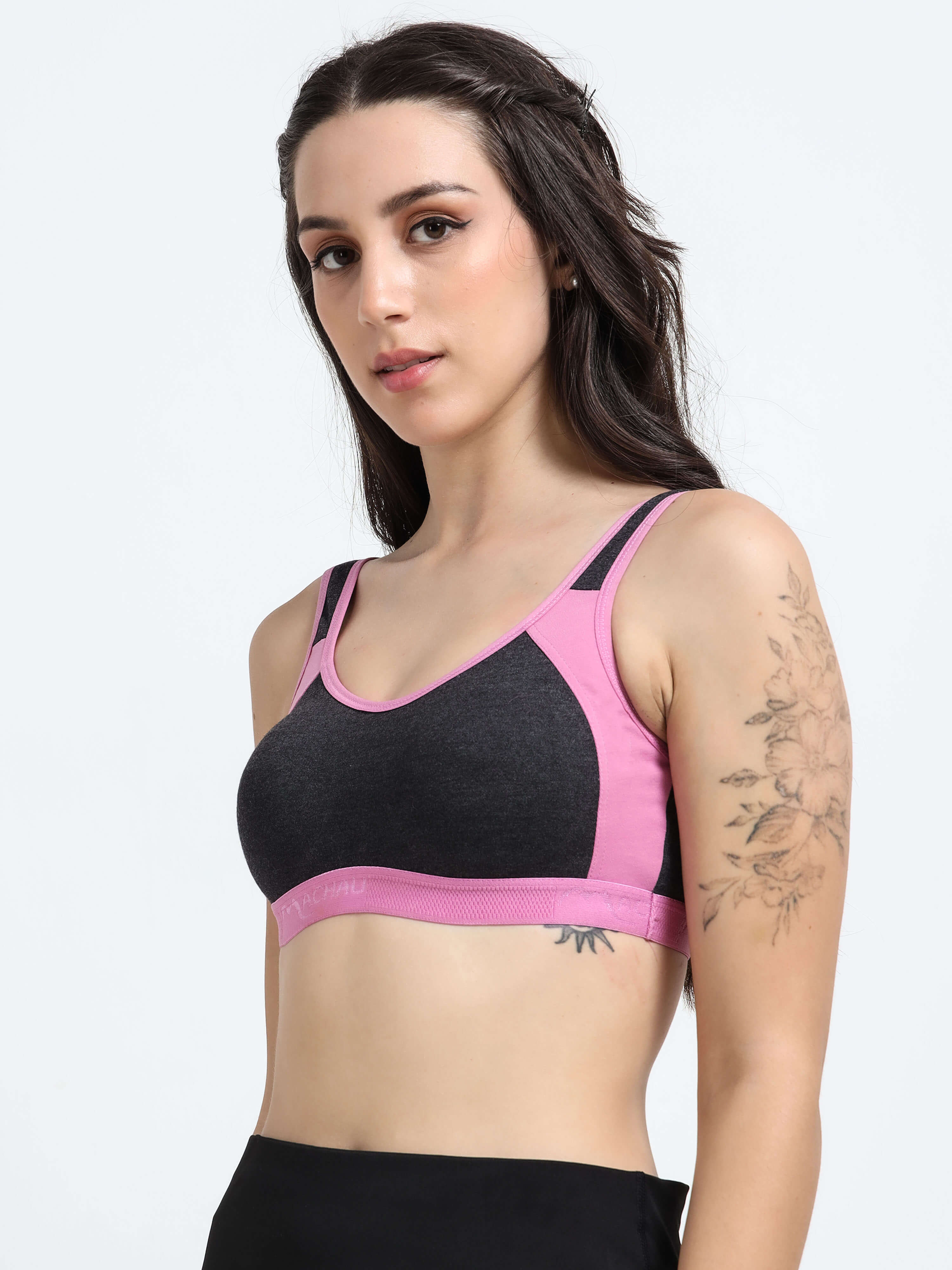 Machau Lingerie Women's Non Padded and Non Wired Full Coverage Cotton-Rich Fabric in Everyday - Sports Bra