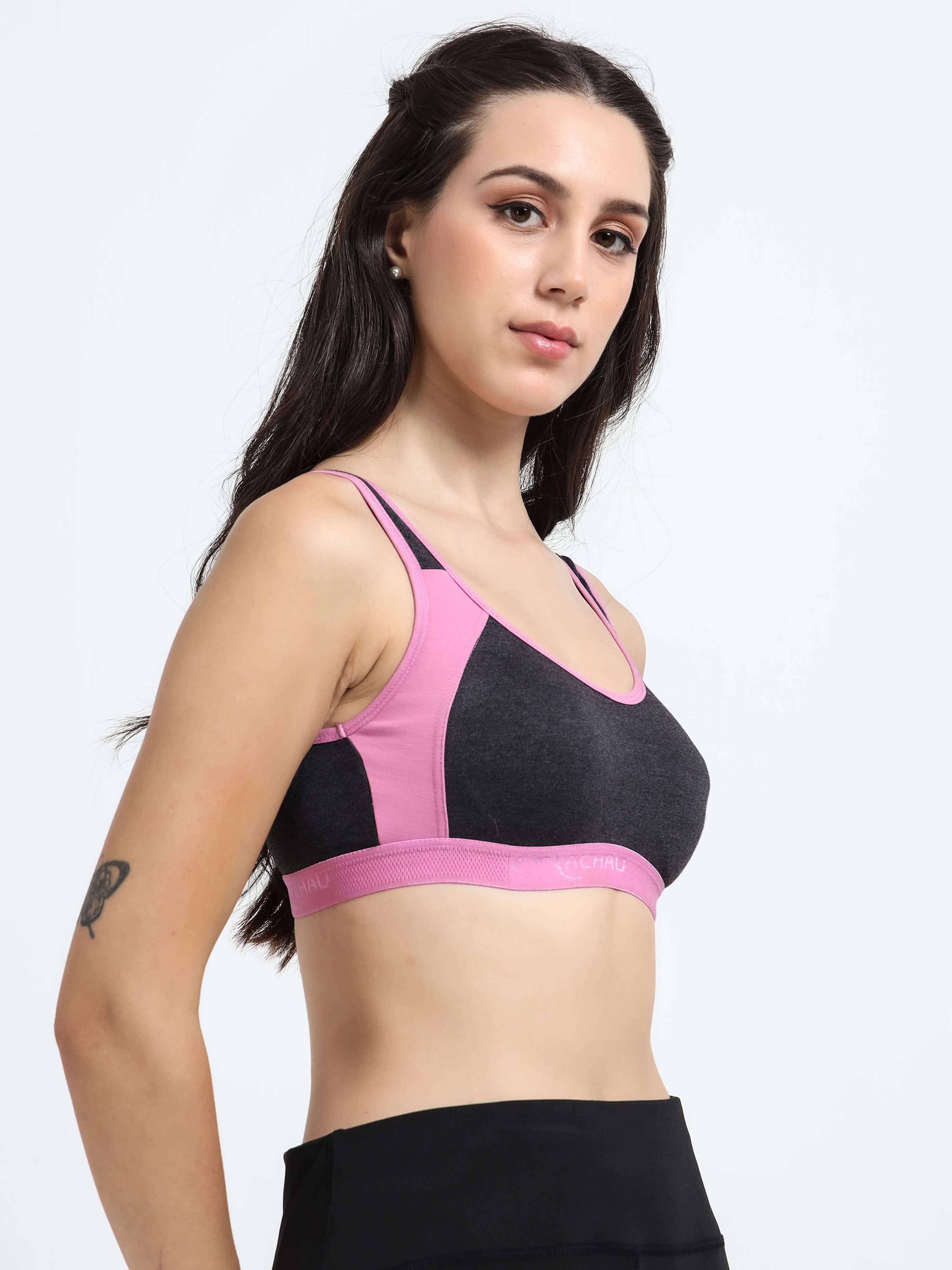Machau Lingerie Women's Non Padded and Non Wired Full Coverage Cotton-Rich Fabric in Everyday - Sports Bra