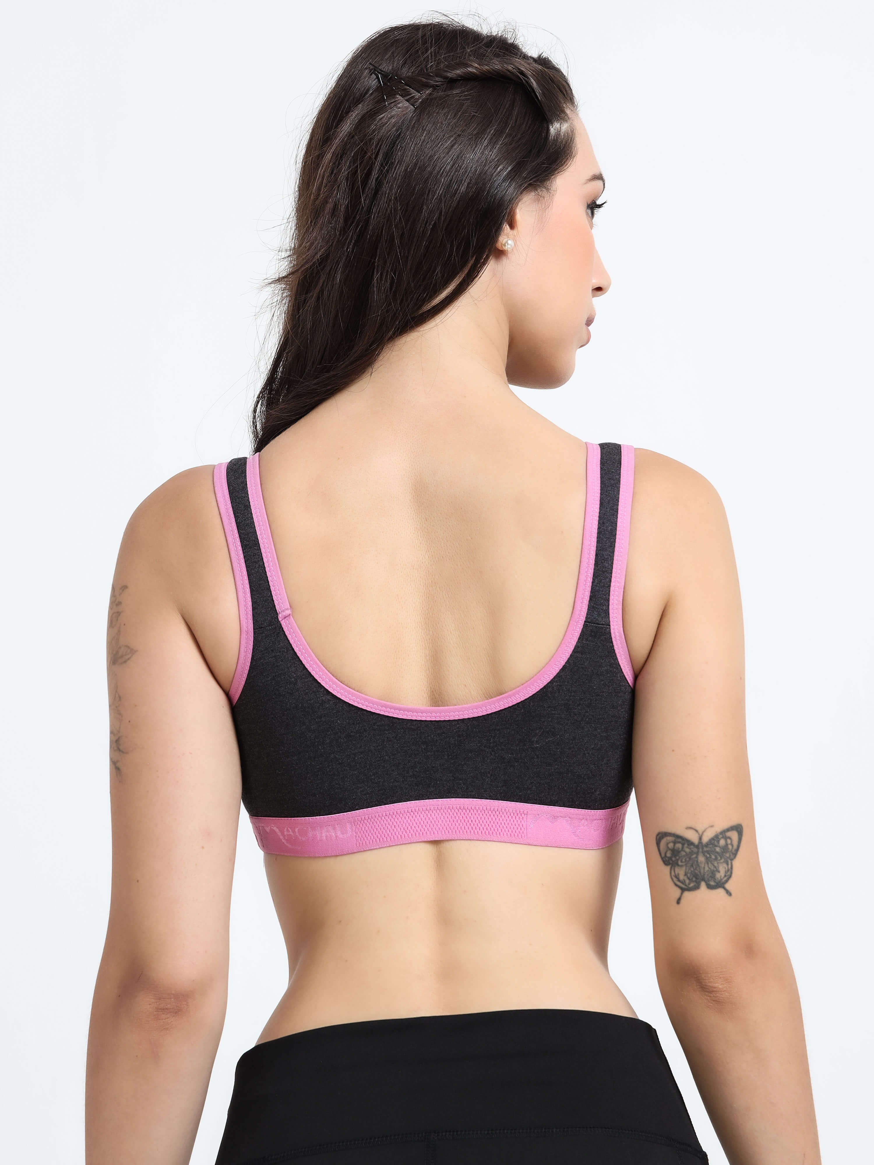 Machau Lingerie Women's Non Padded and Non Wired Full Coverage Cotton-Rich Fabric in Everyday - Sports Bra