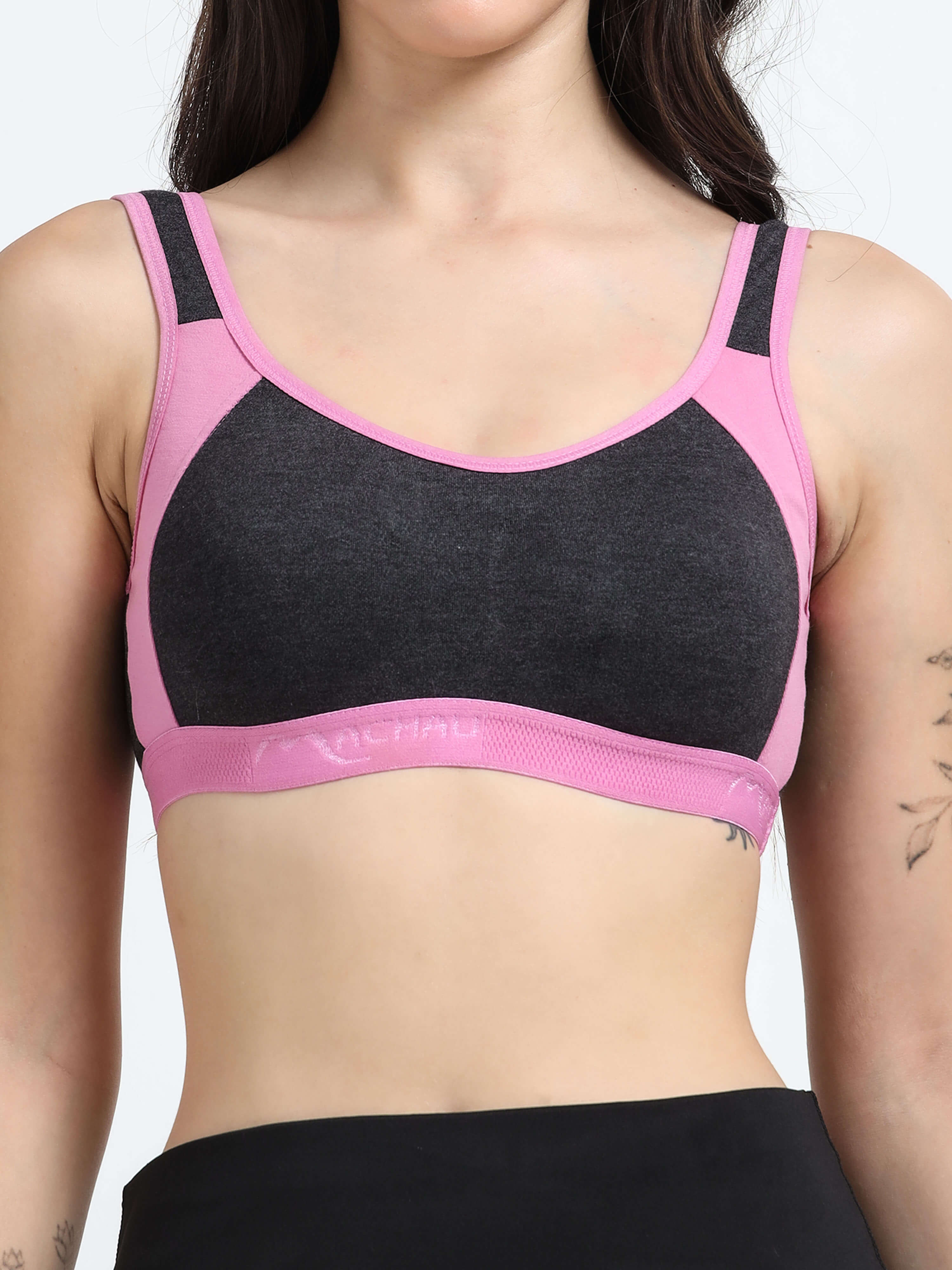 Machau Lingerie Women's Non Padded and Non Wired Full Coverage Cotton-Rich Fabric in Everyday - Sports Bra