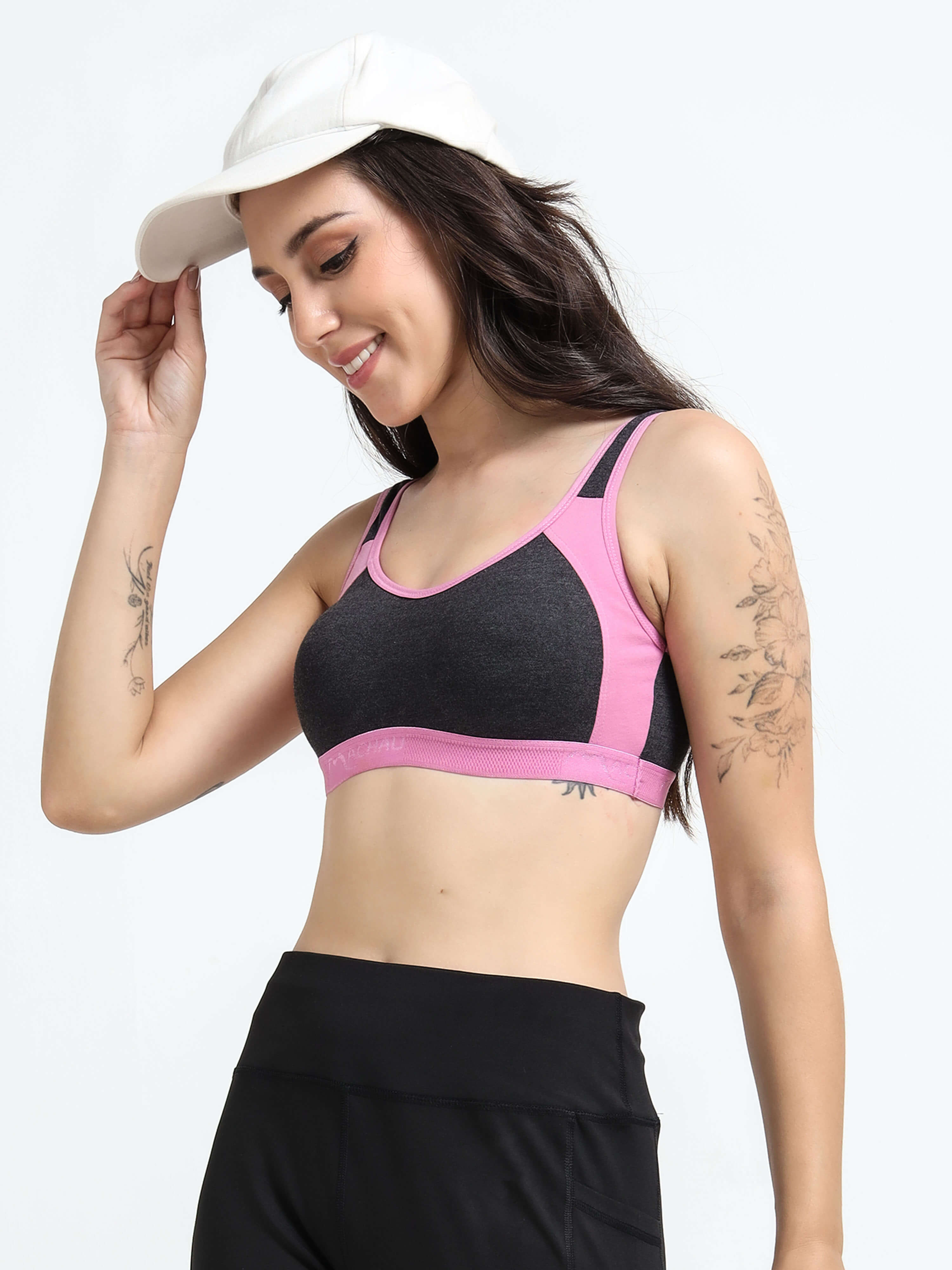 Machau Lingerie Women's Non Padded and Non Wired Full Coverage Cotton-Rich Fabric in Everyday - Sports Bra