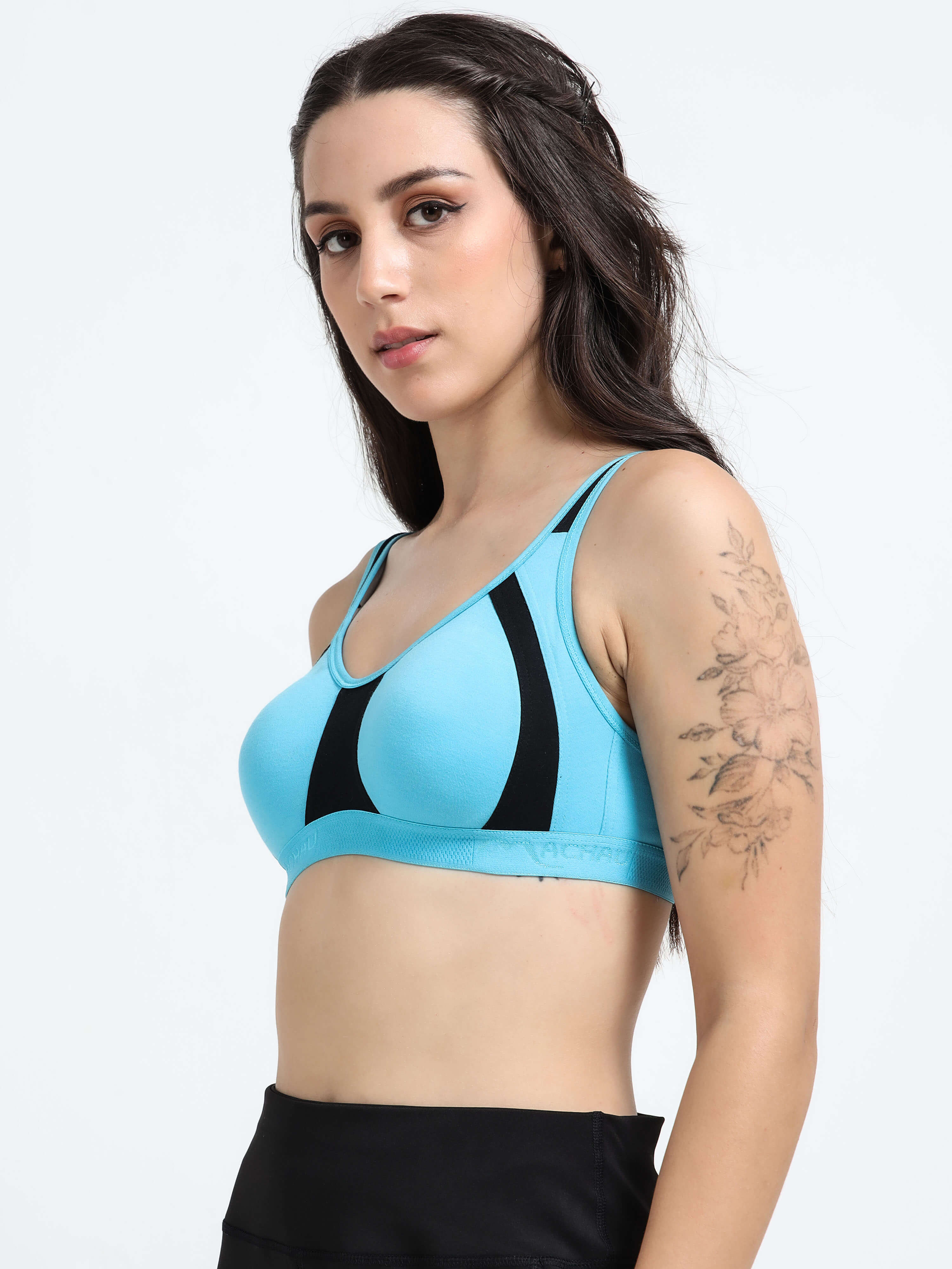 Machau Lingerie Women's Non Padded and Non Wired Full Coverage Back Close Cotton-Rich Fabric in Everyday Sports Bra