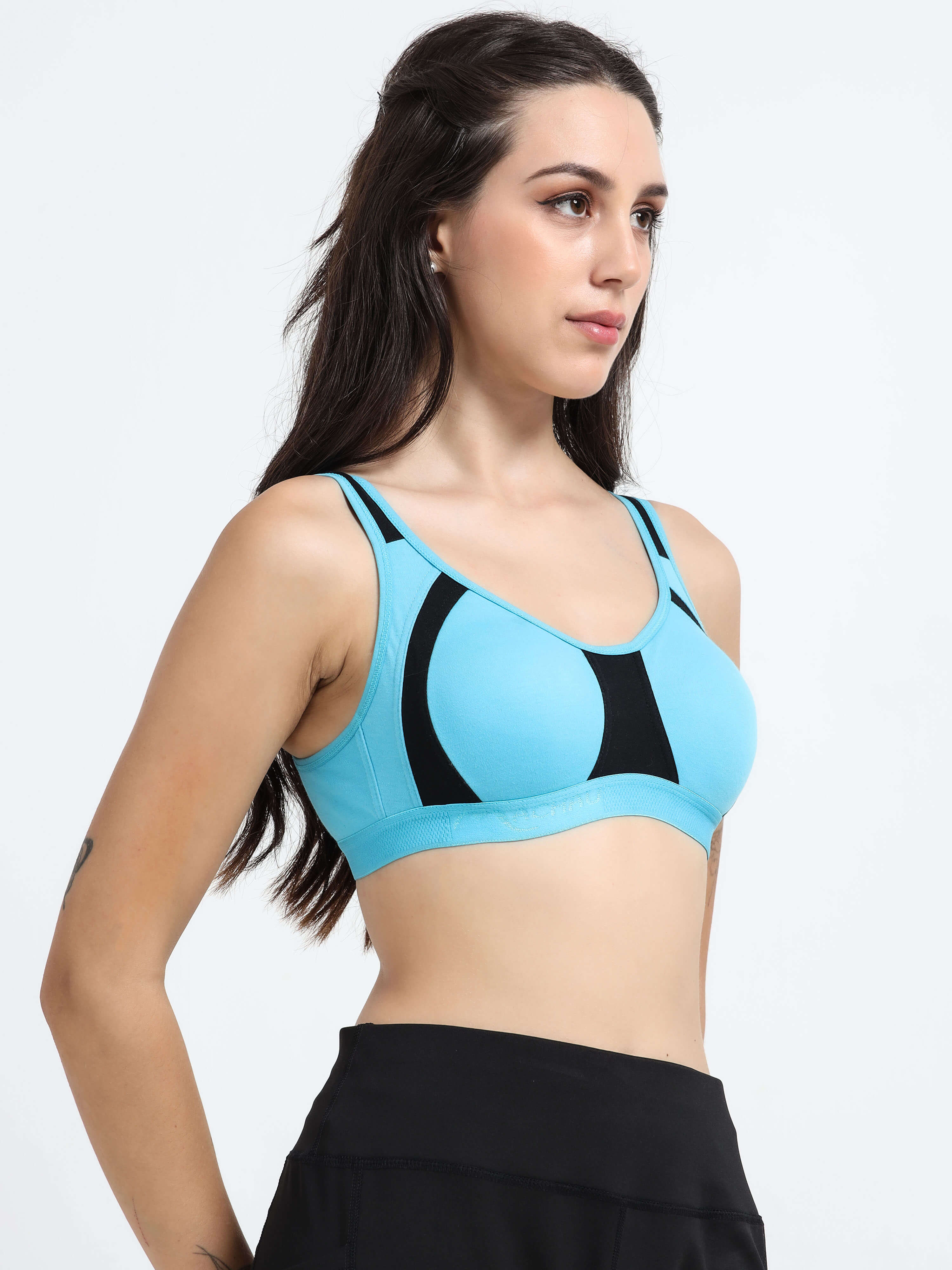 Machau Lingerie Women's Non Padded and Non Wired Full Coverage Back Close Cotton-Rich Fabric in Everyday Sports Bra
