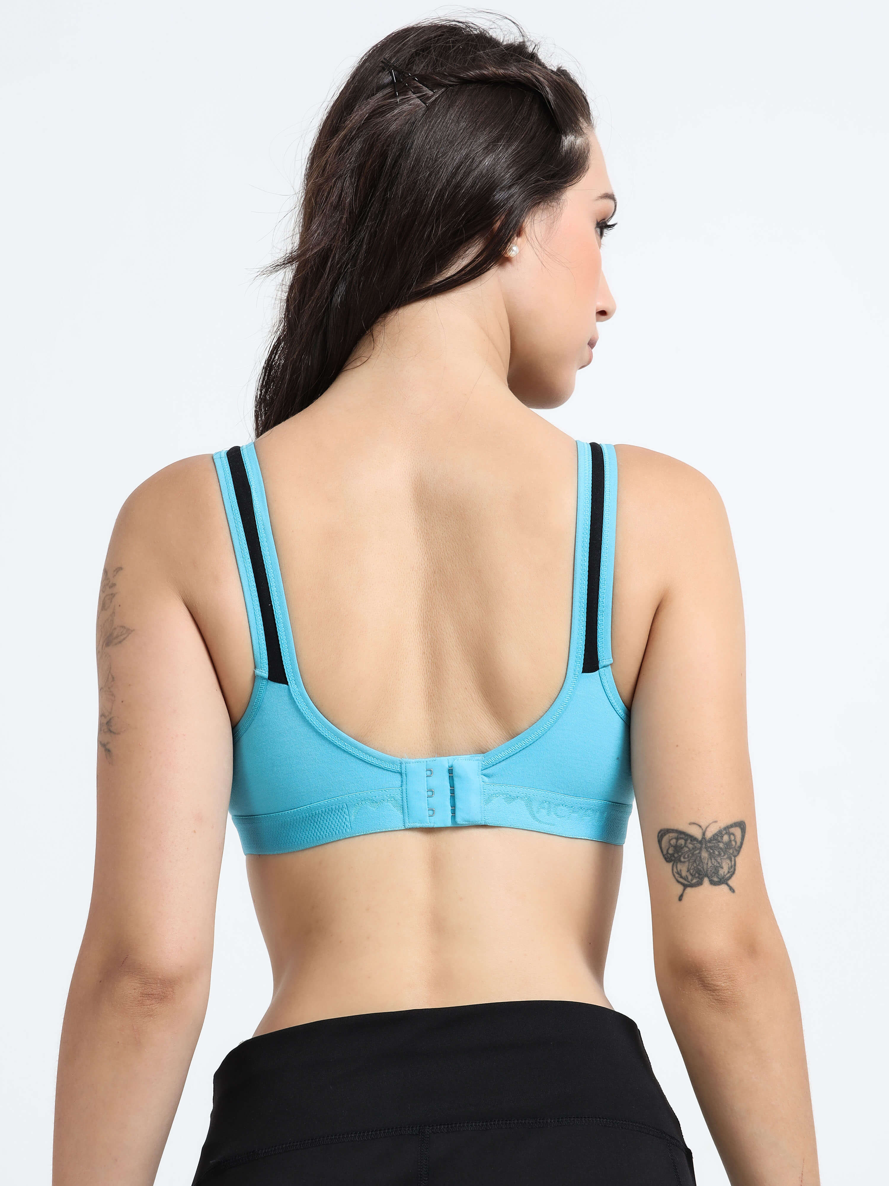Machau Lingerie Women's Non Padded and Non Wired Full Coverage Back Close Cotton-Rich Fabric in Everyday Sports Bra